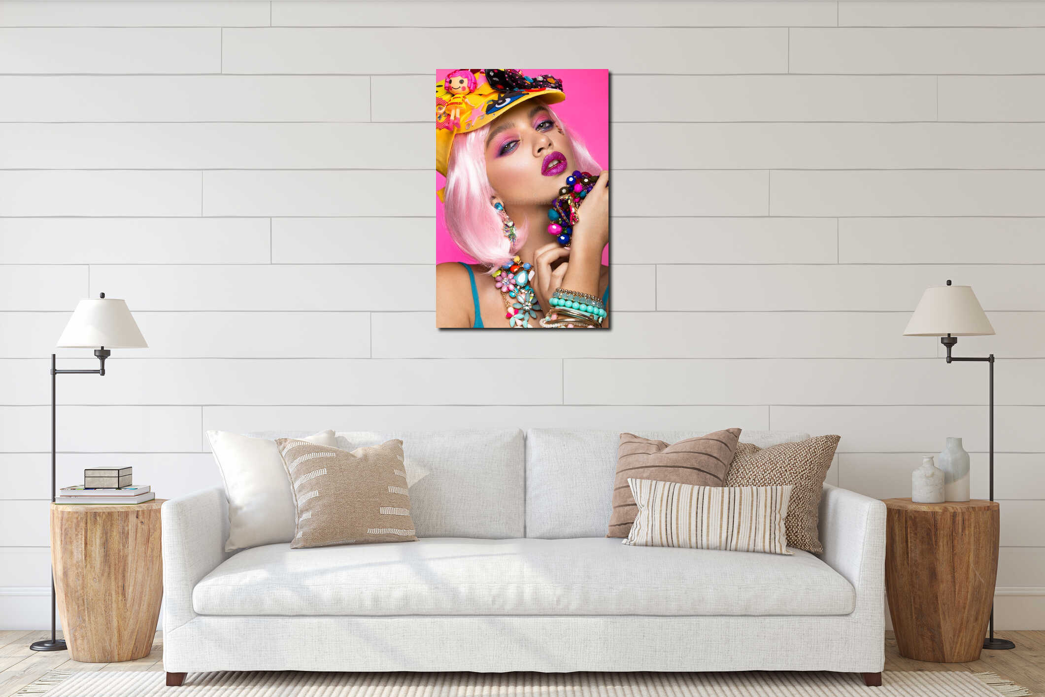 Canvas hanging interior mockup