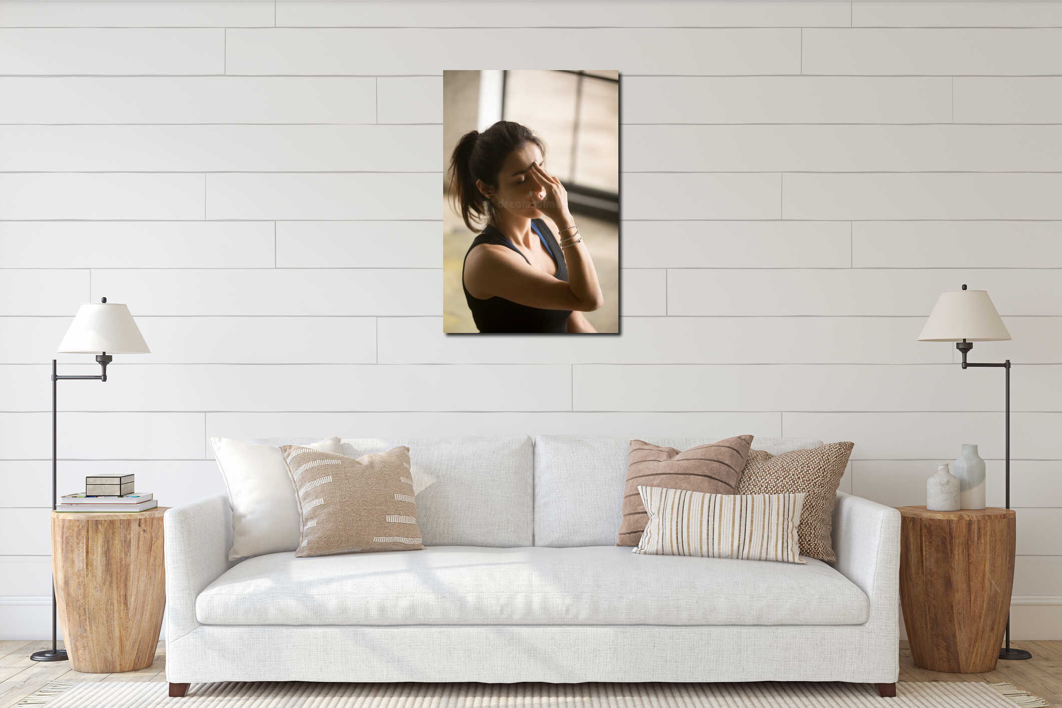 Canvas hanging interior mockup