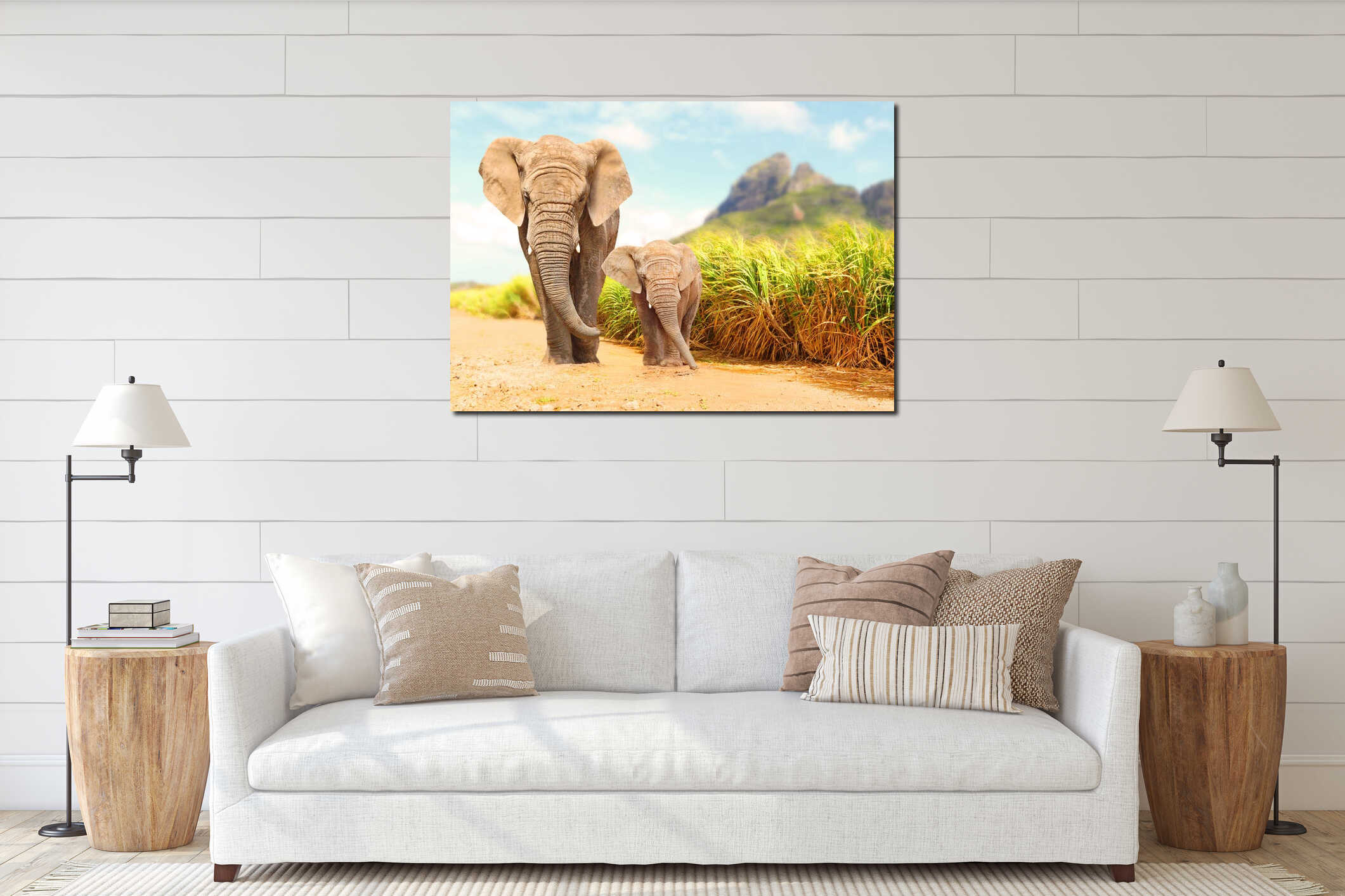 Canvas hanging interior mockup