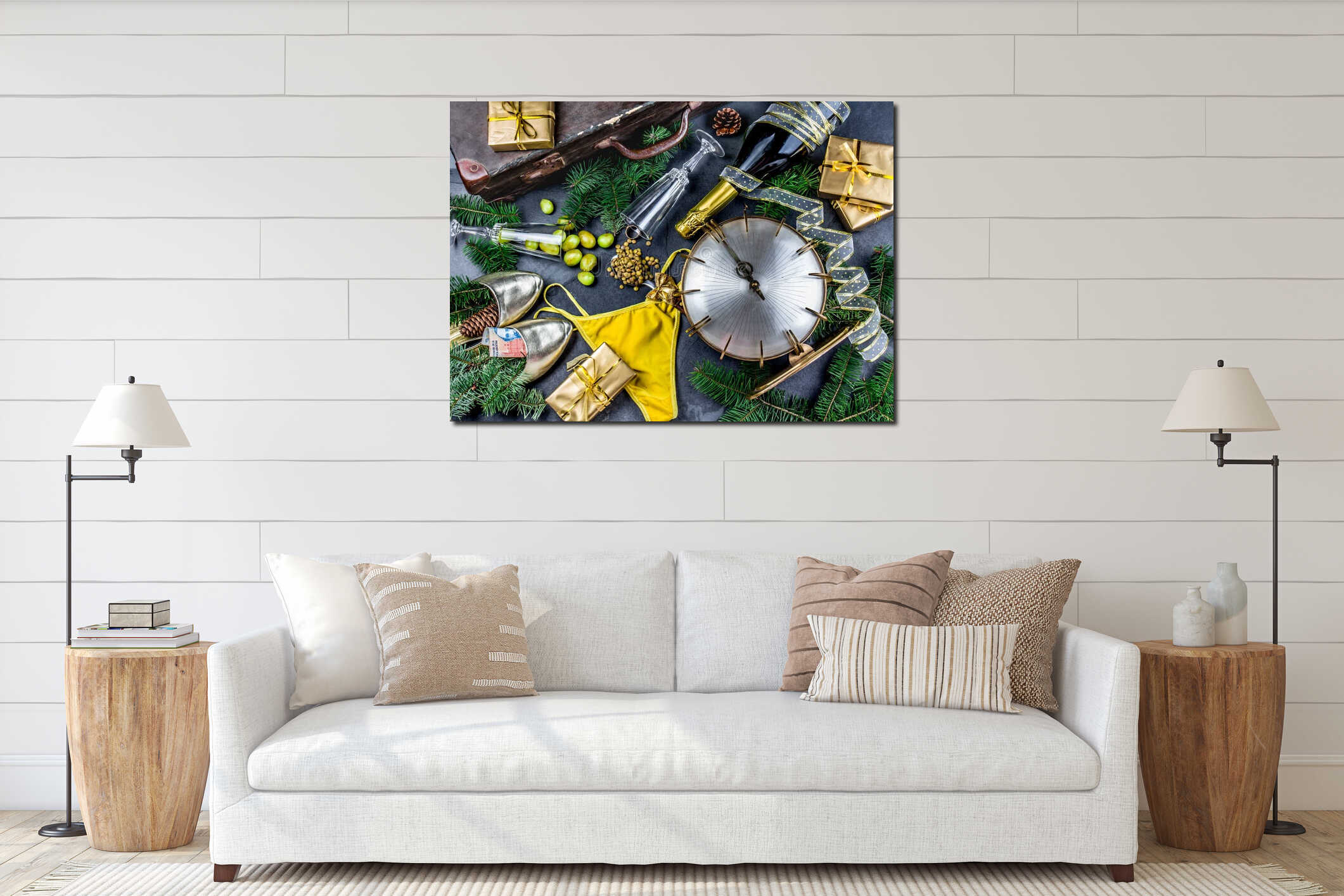 Canvas hanging interior mockup