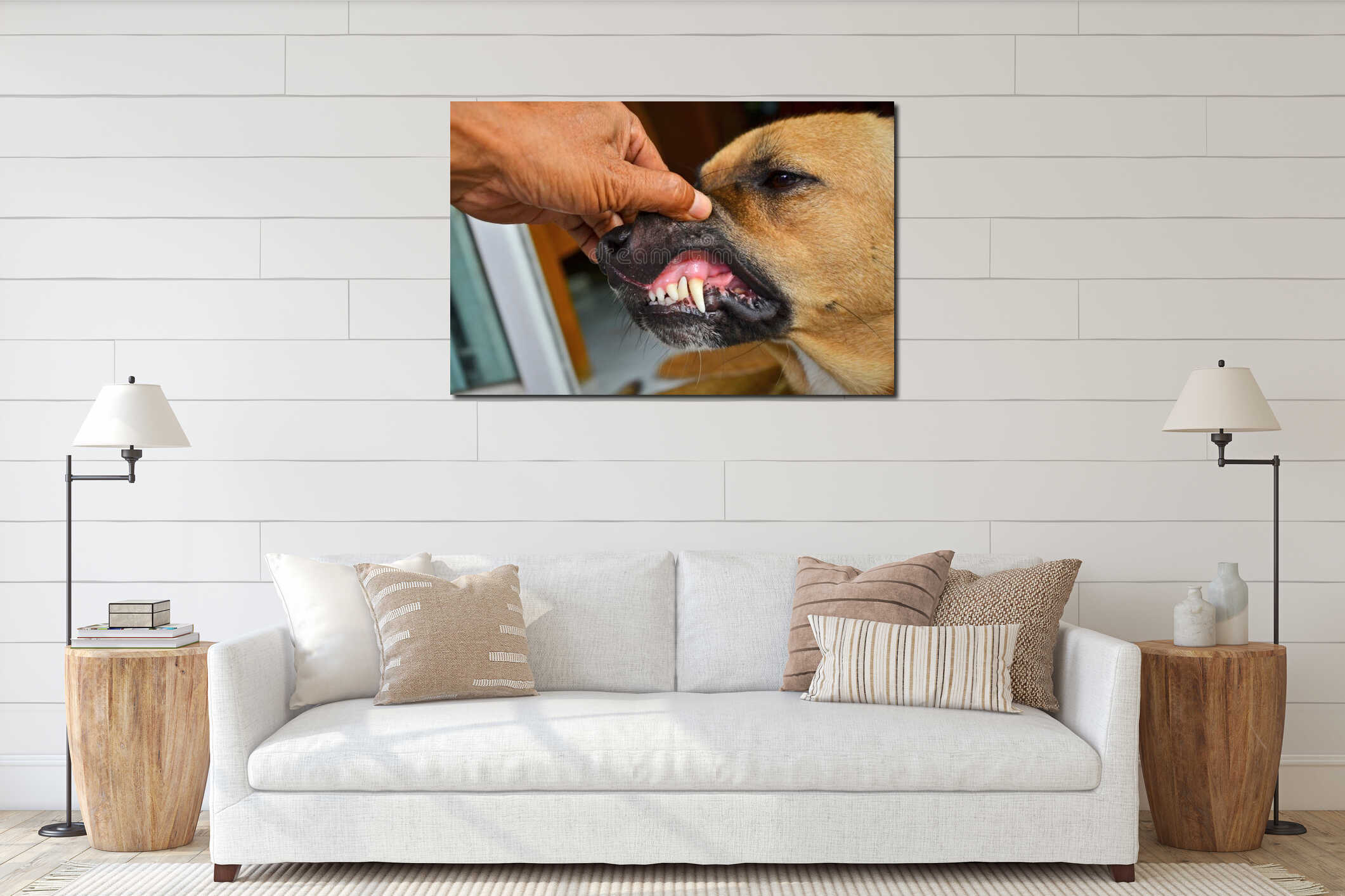 Canvas hanging interior mockup