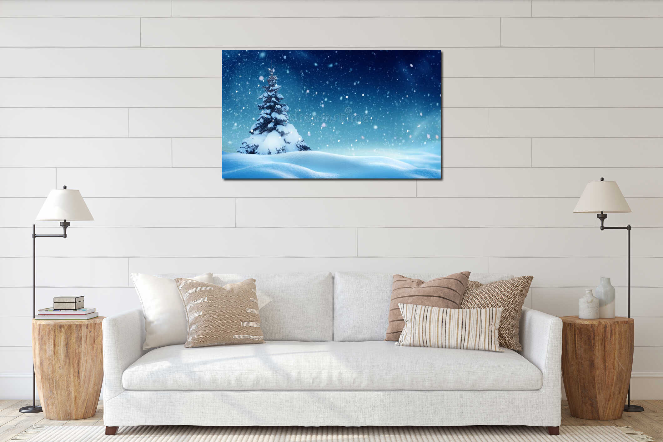 Canvas hanging interior mockup