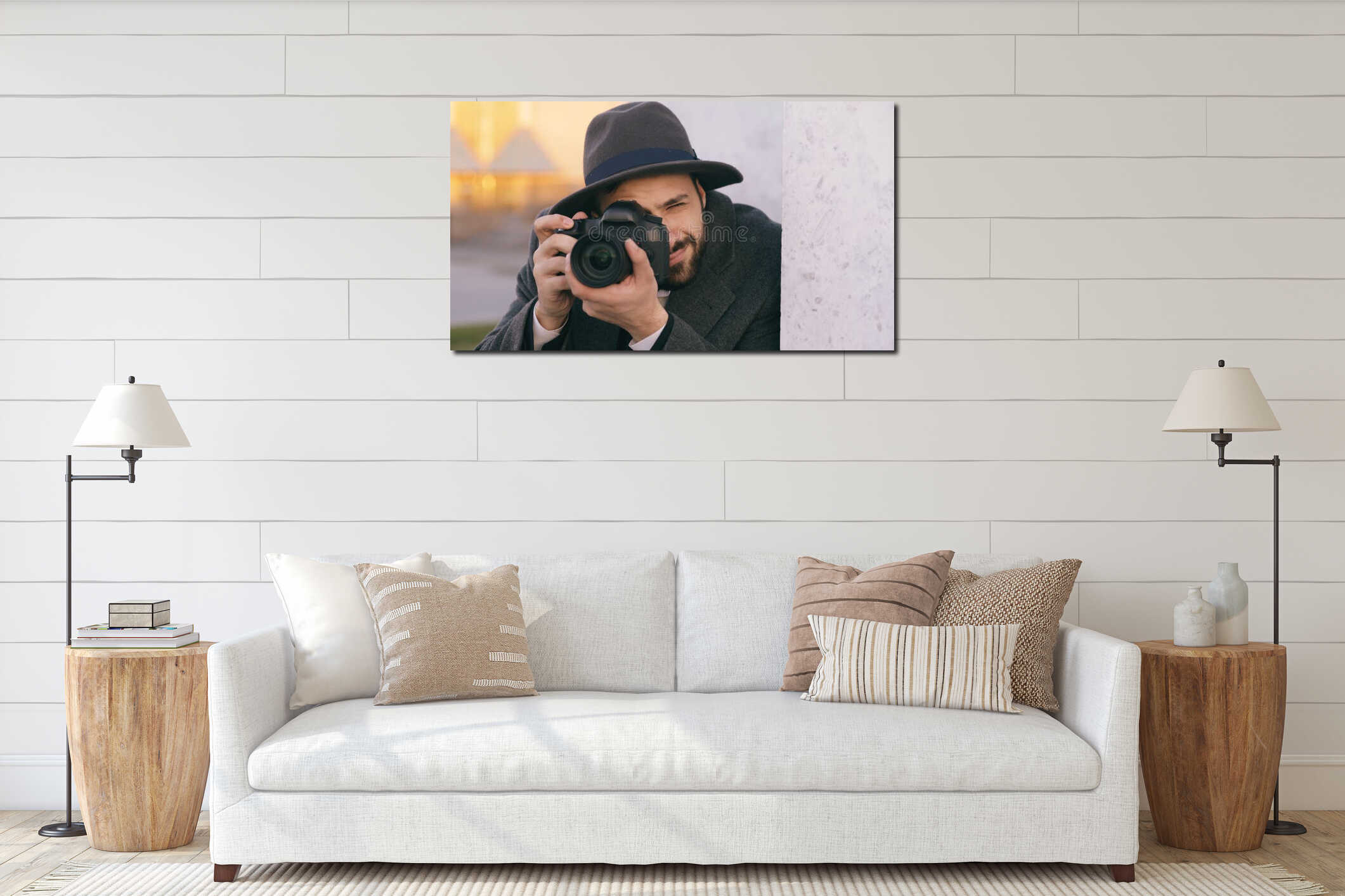 Canvas hanging interior mockup