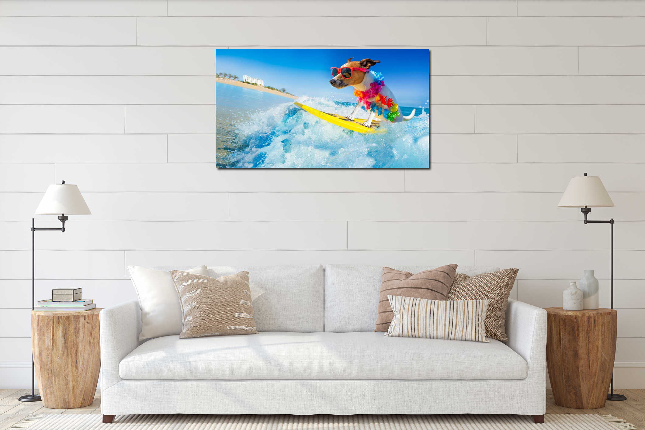 Canvas hanging interior mockup
