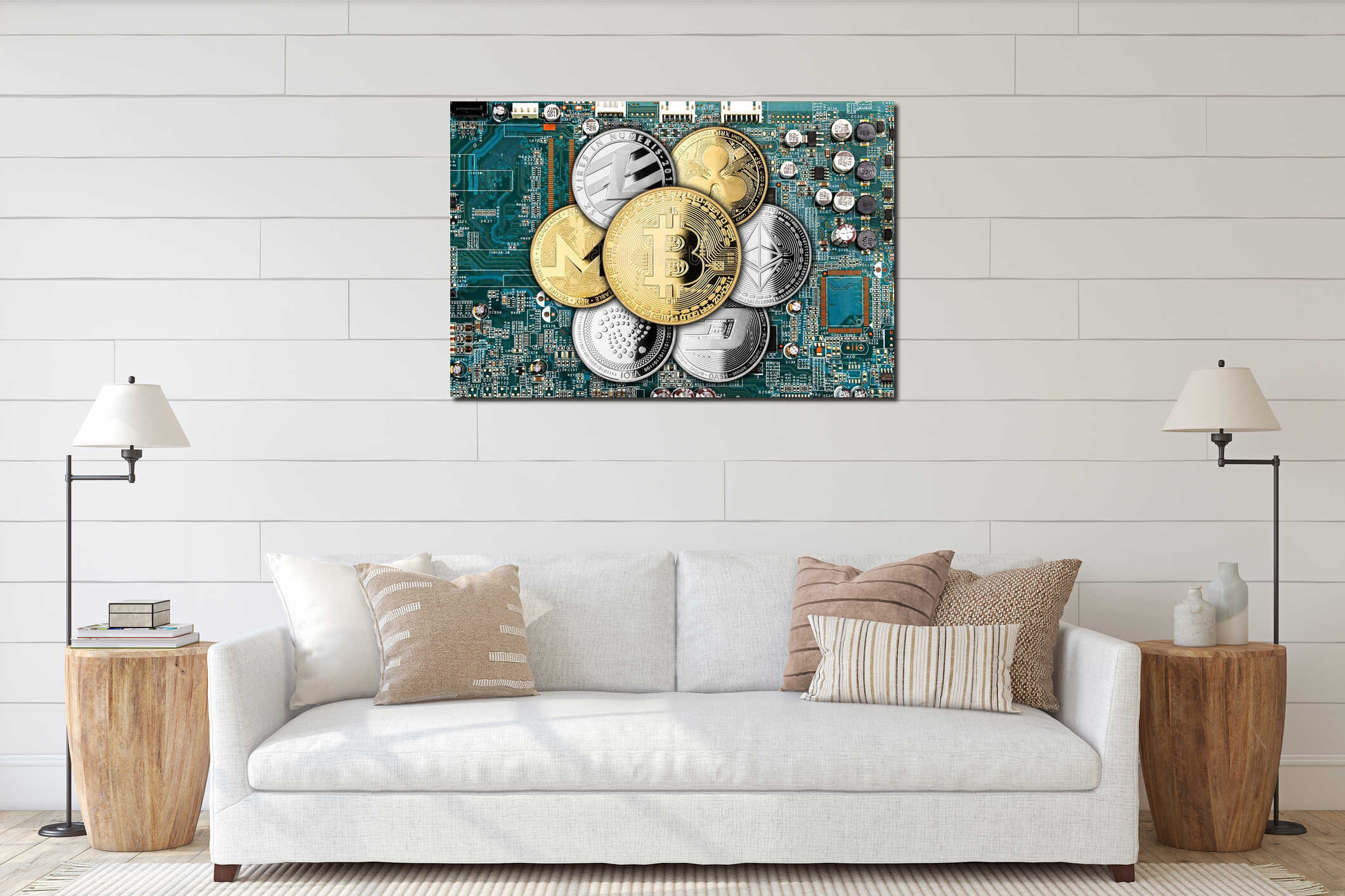 Canvas hanging interior mockup