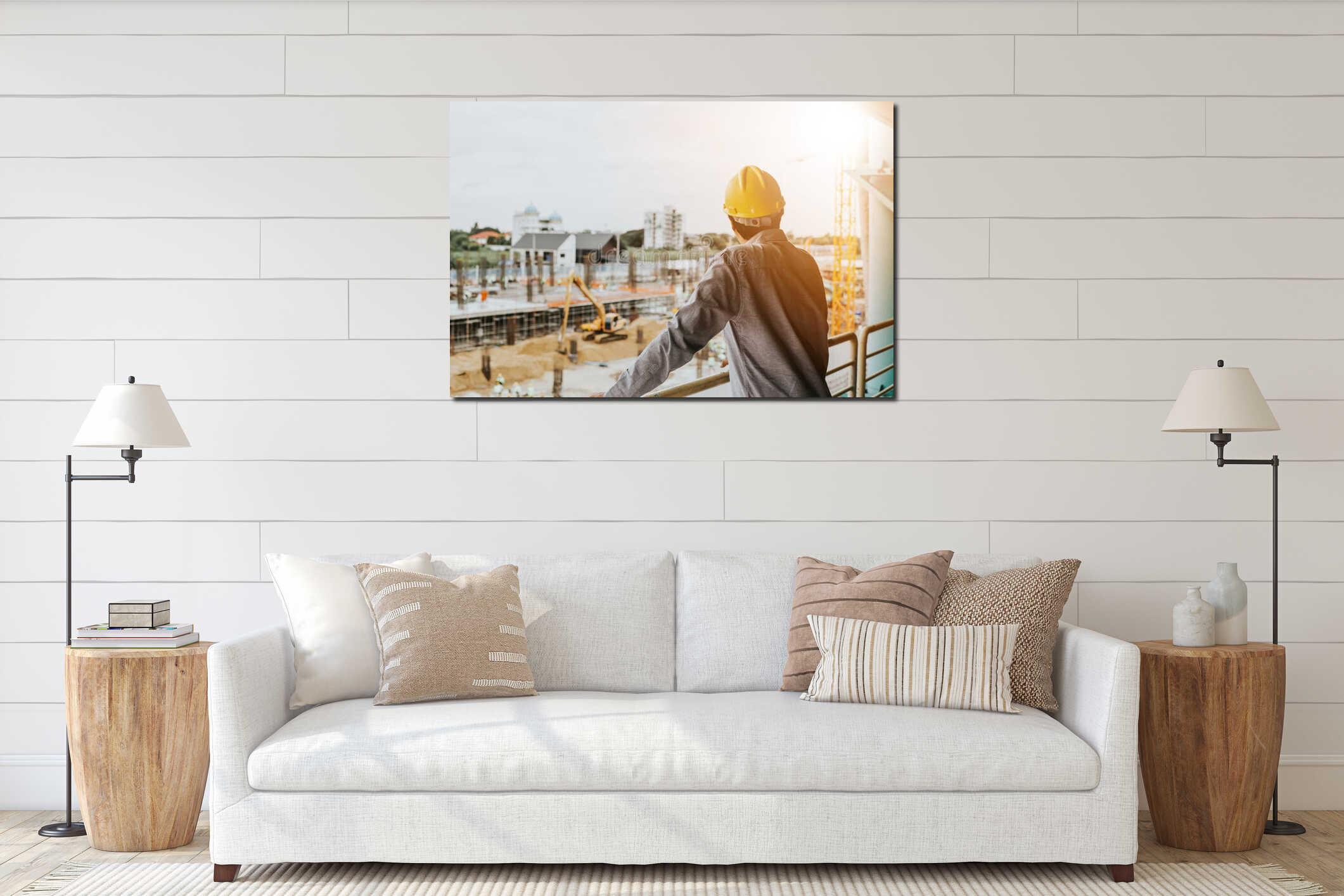 Canvas hanging interior mockup