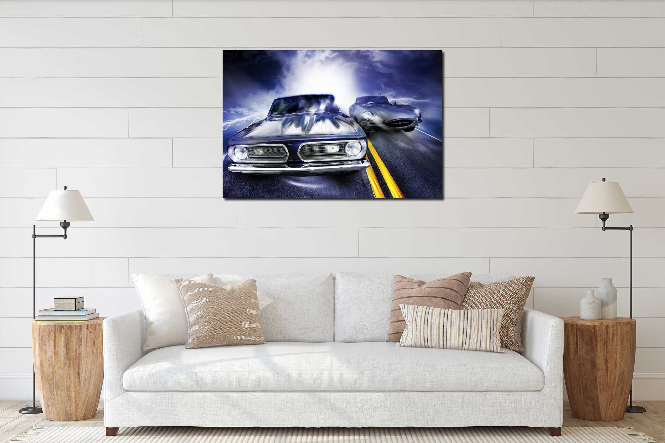 Canvas hanging interior mockup
