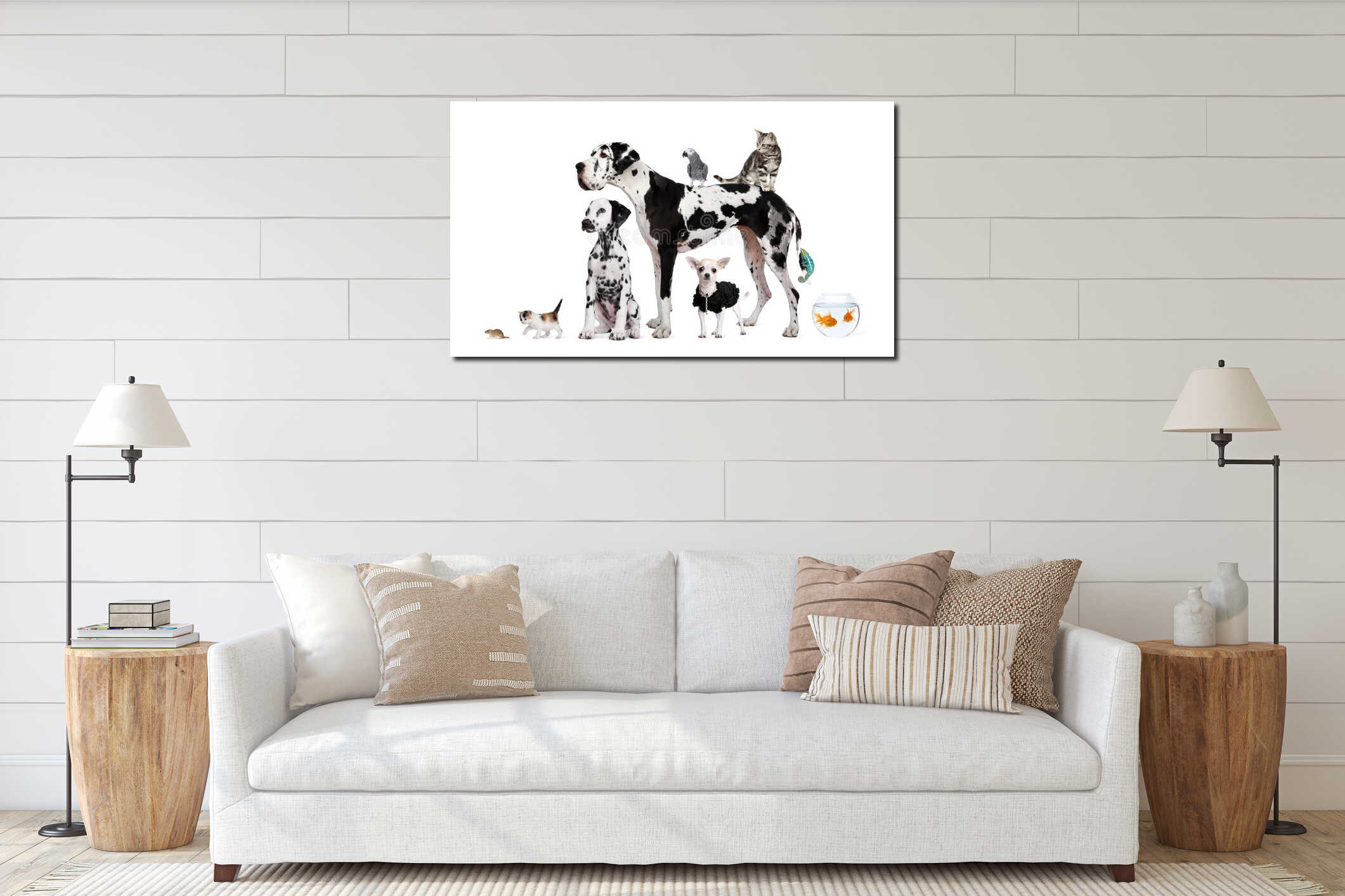 Canvas hanging interior mockup