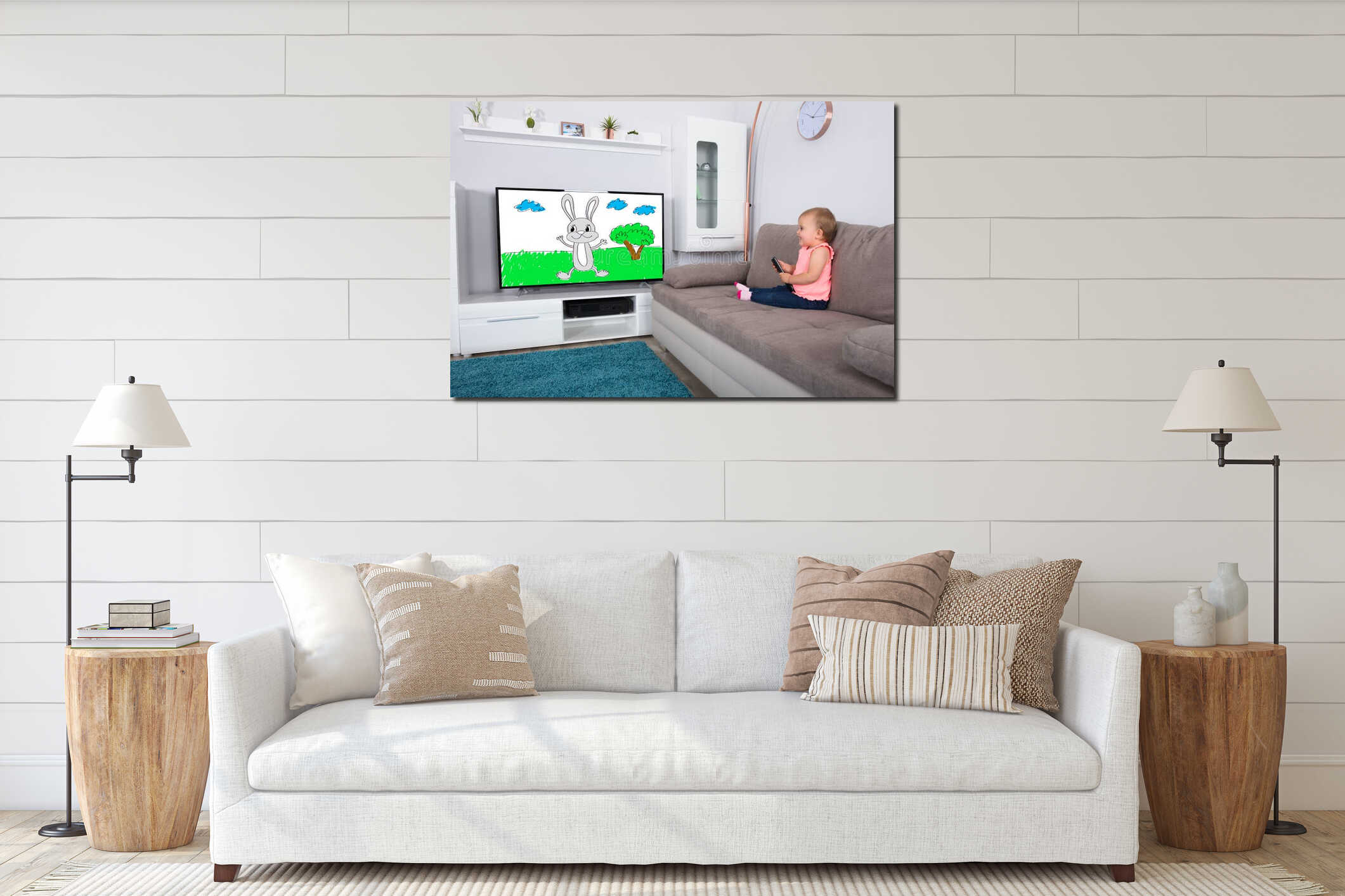 Canvas hanging interior mockup