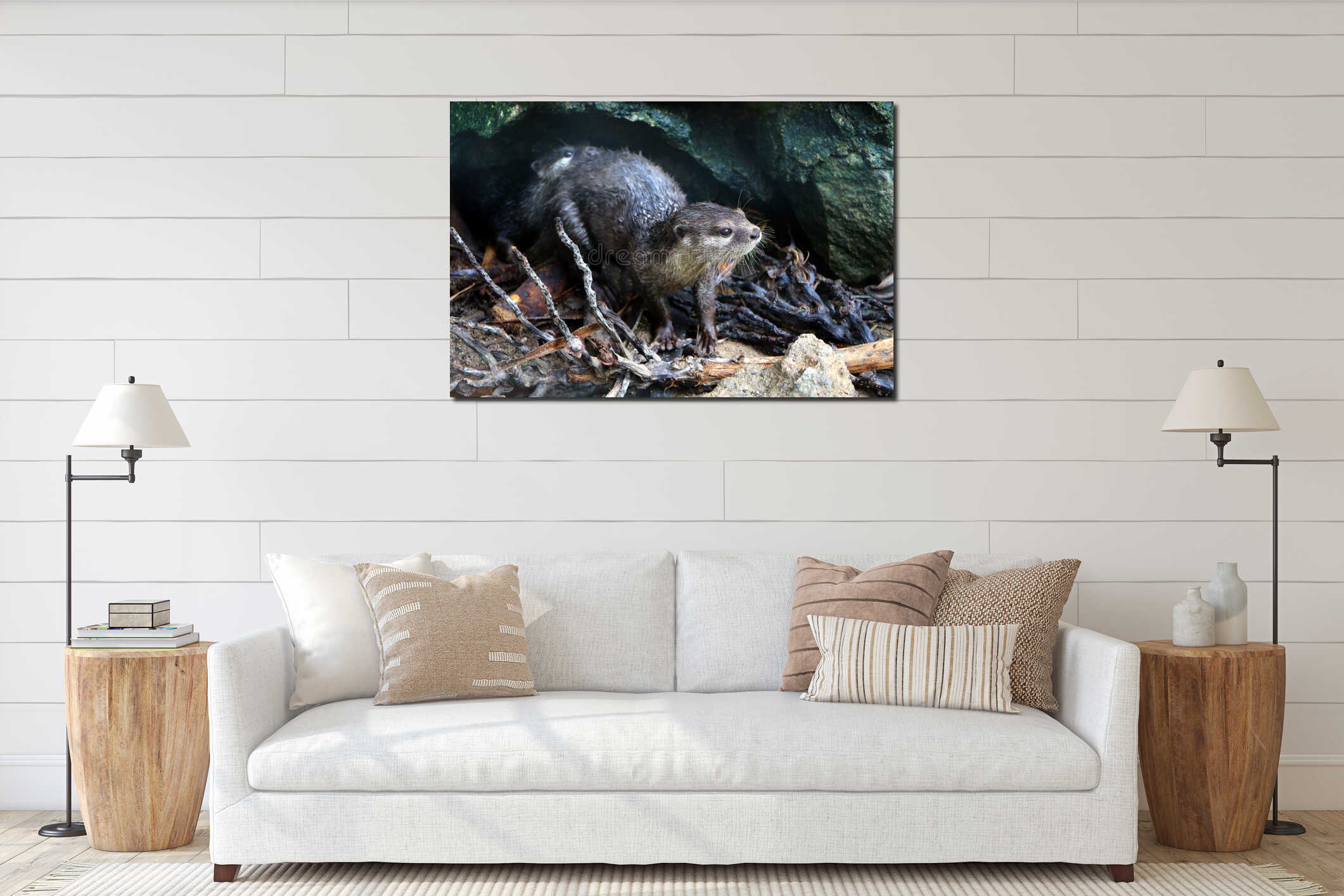 Canvas hanging interior mockup