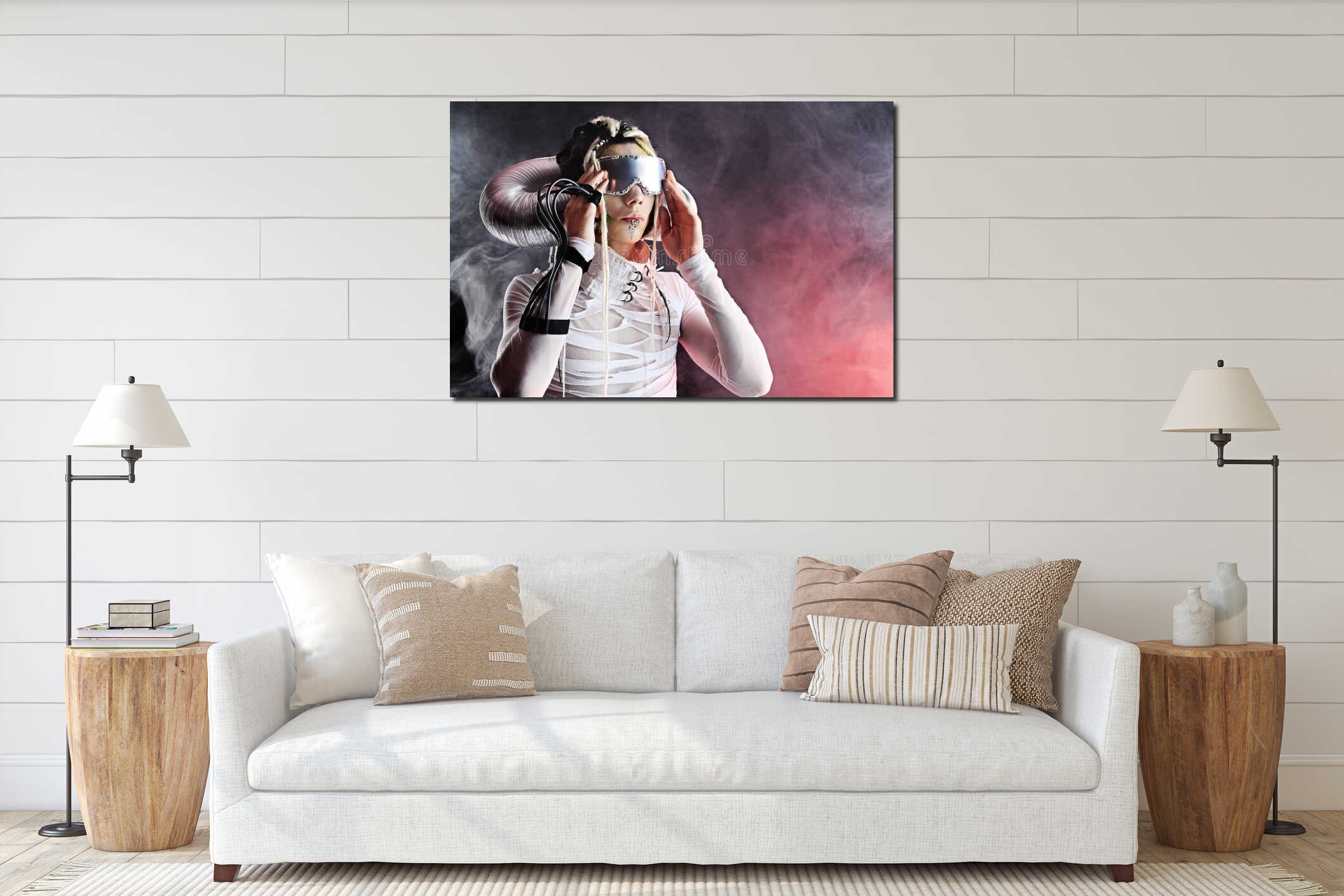 Canvas hanging interior mockup