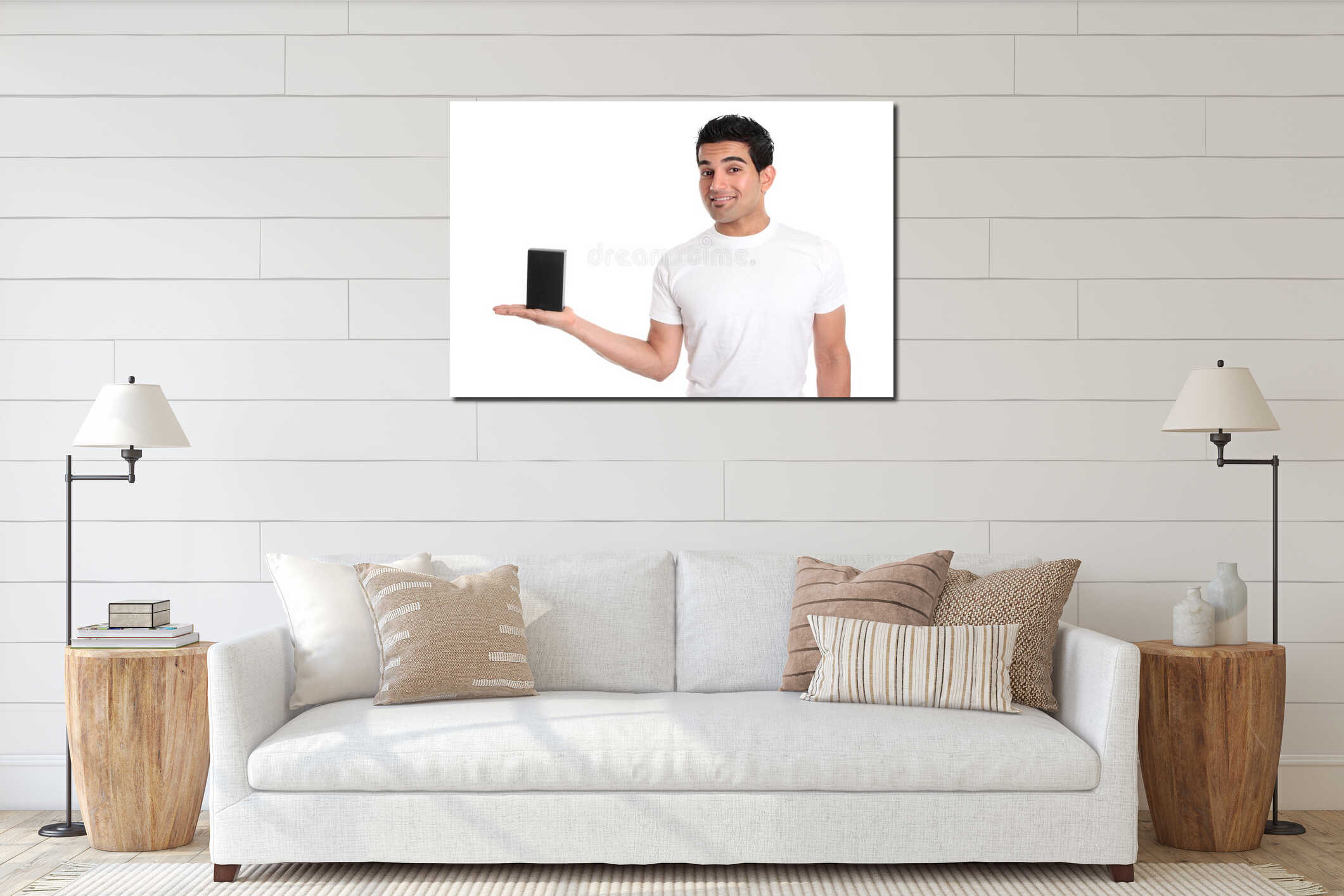 Canvas hanging interior mockup