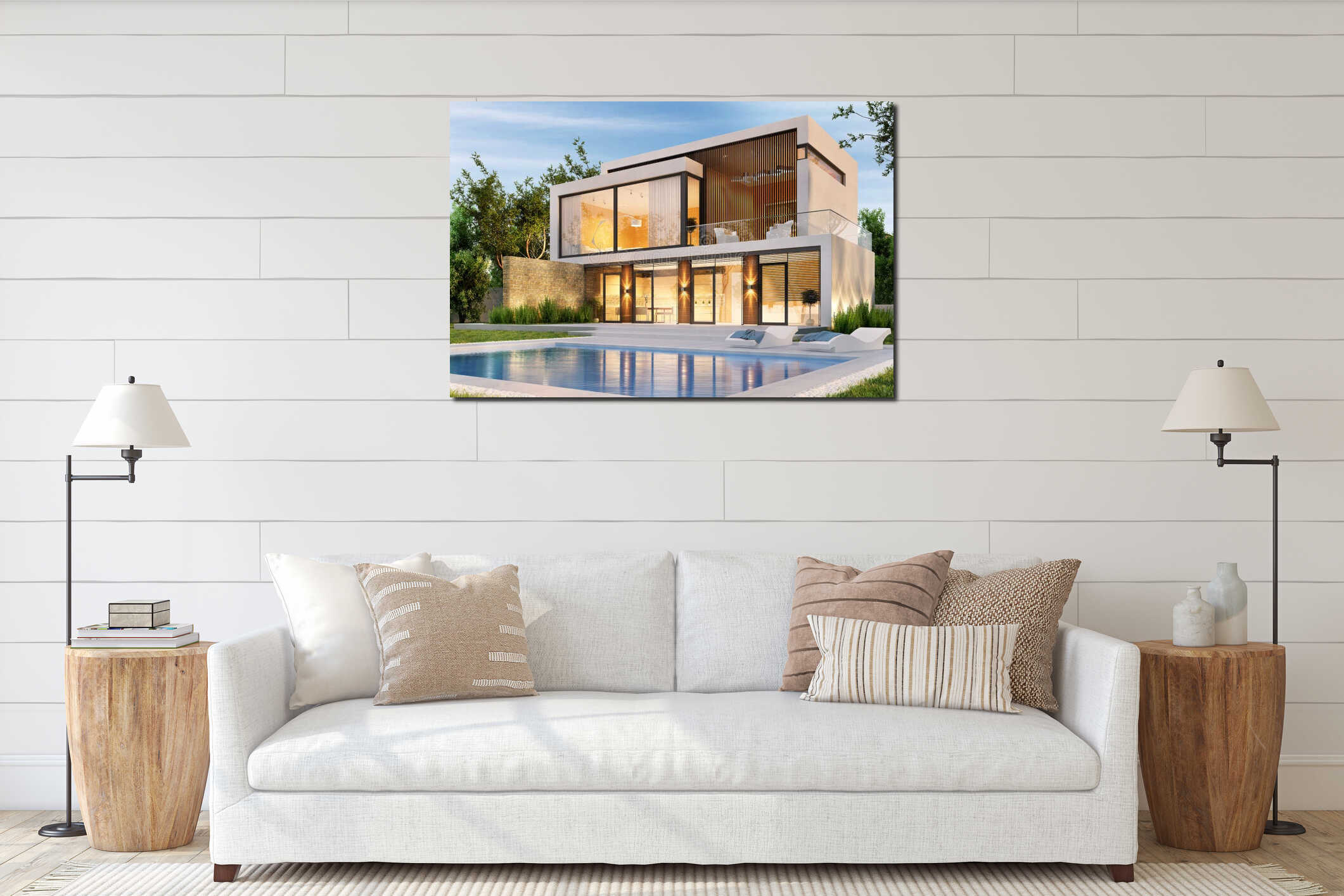 Canvas hanging interior mockup