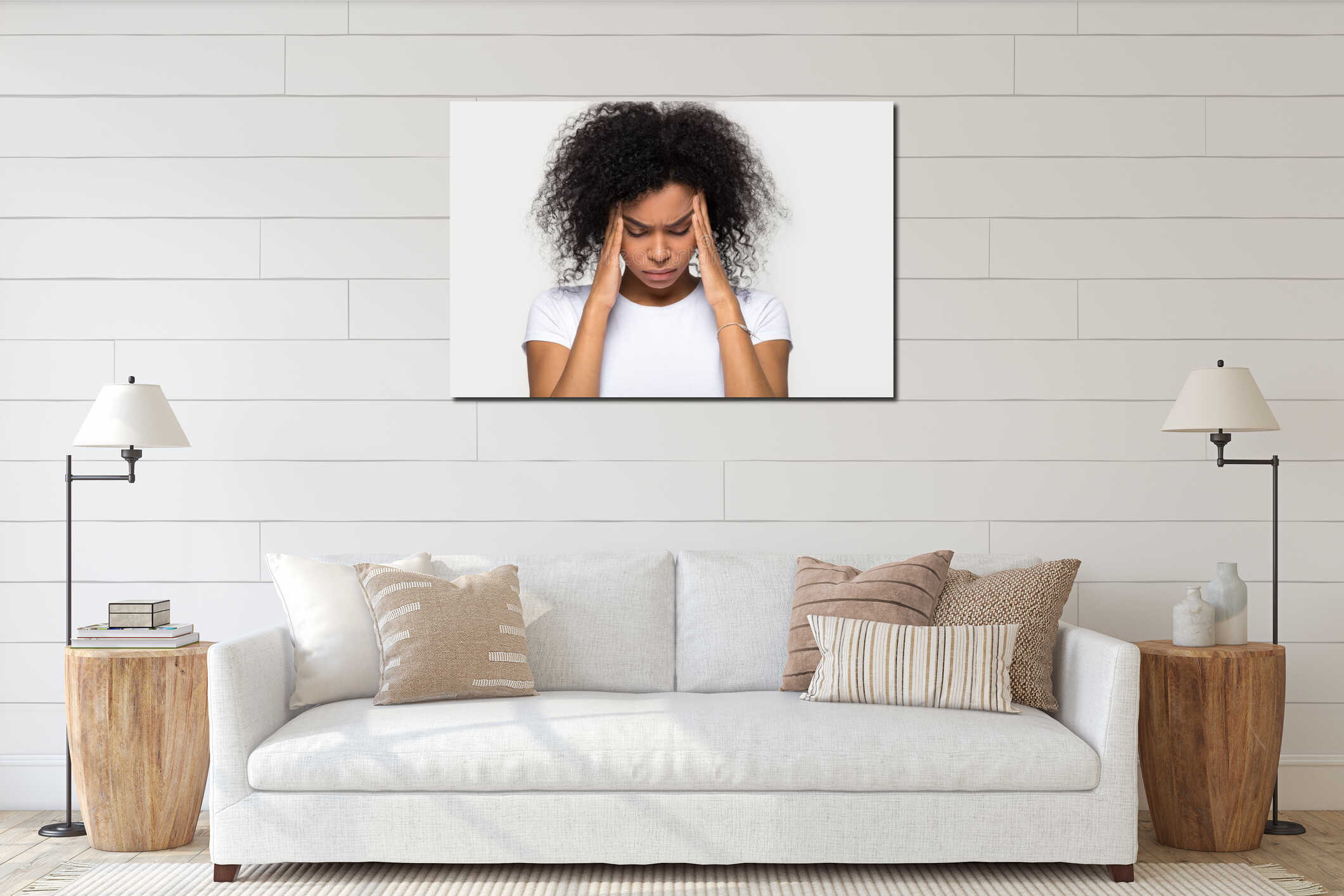 Canvas hanging interior mockup