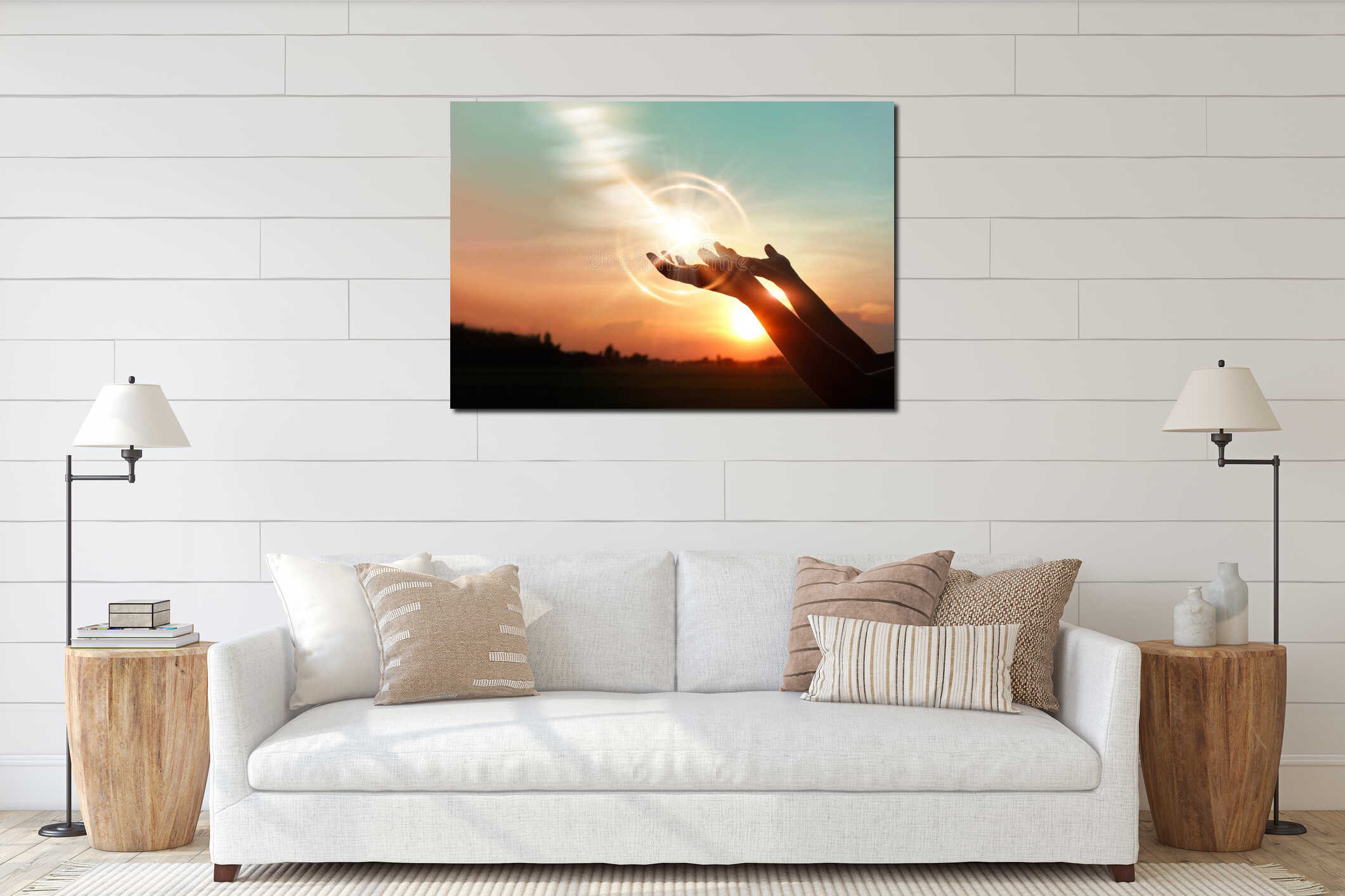 Canvas hanging interior mockup