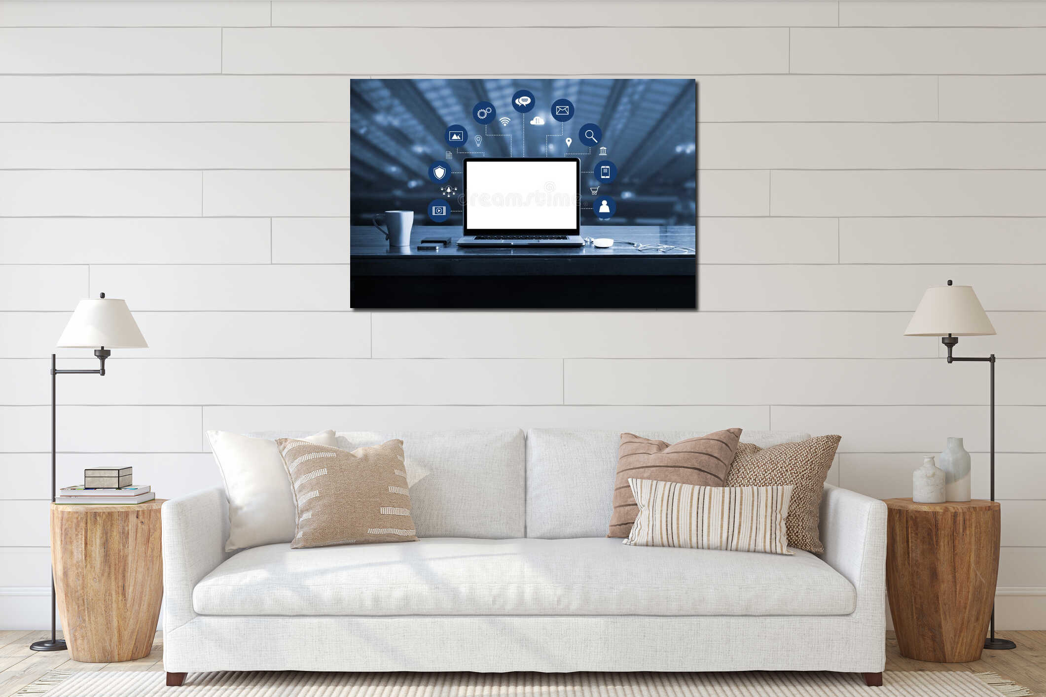 Canvas hanging interior mockup