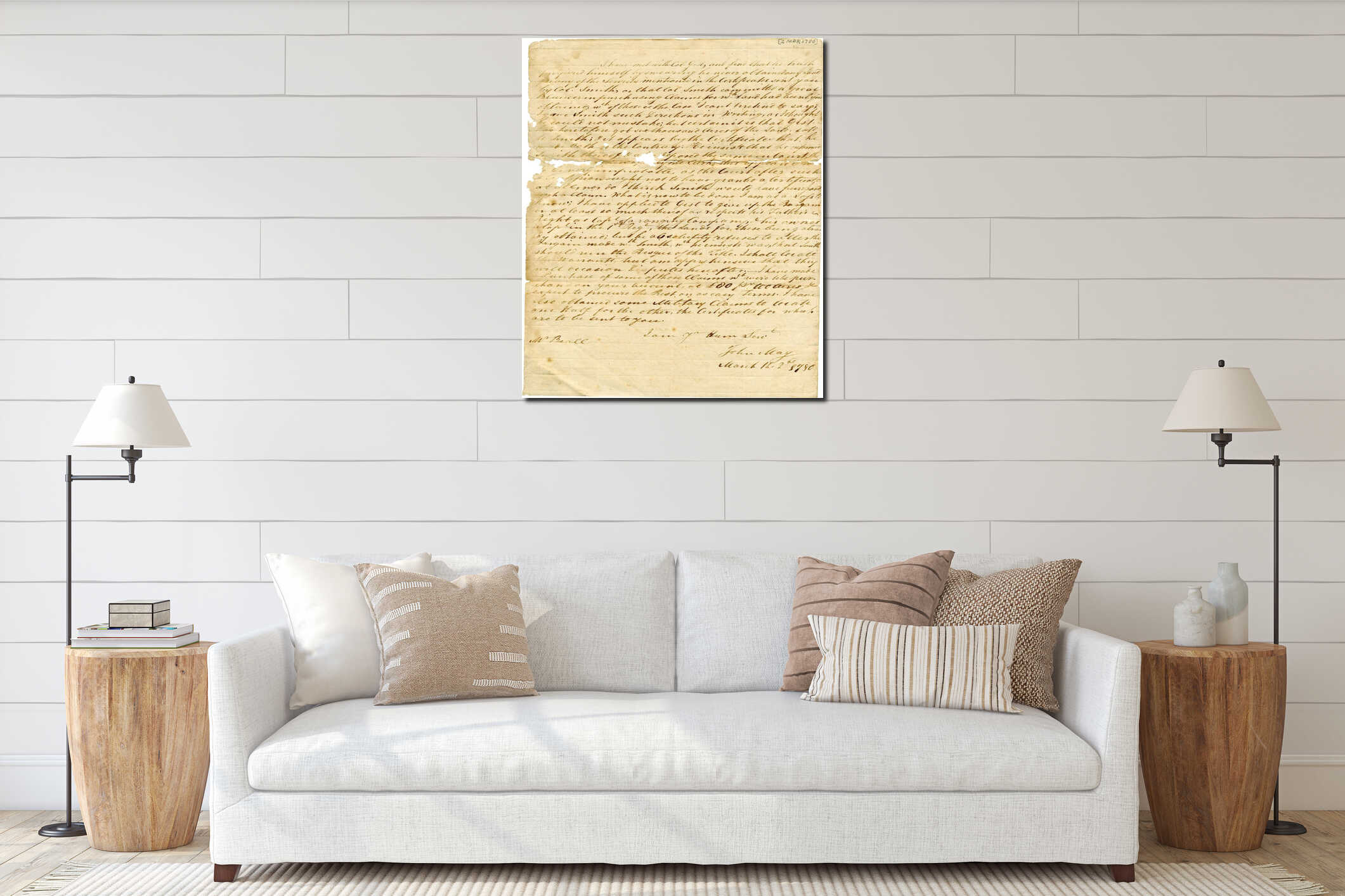 Canvas hanging interior mockup