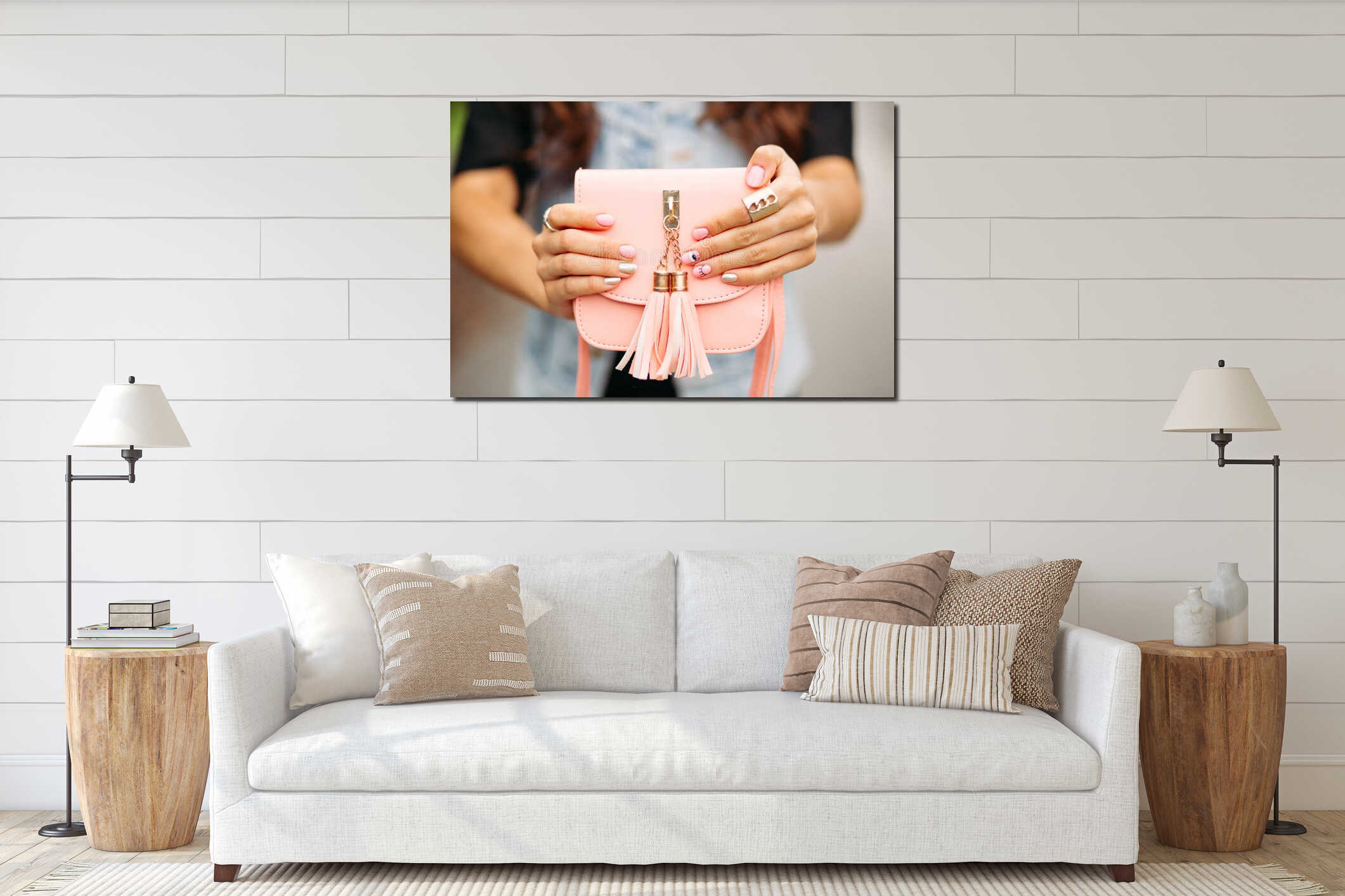 Canvas hanging interior mockup
