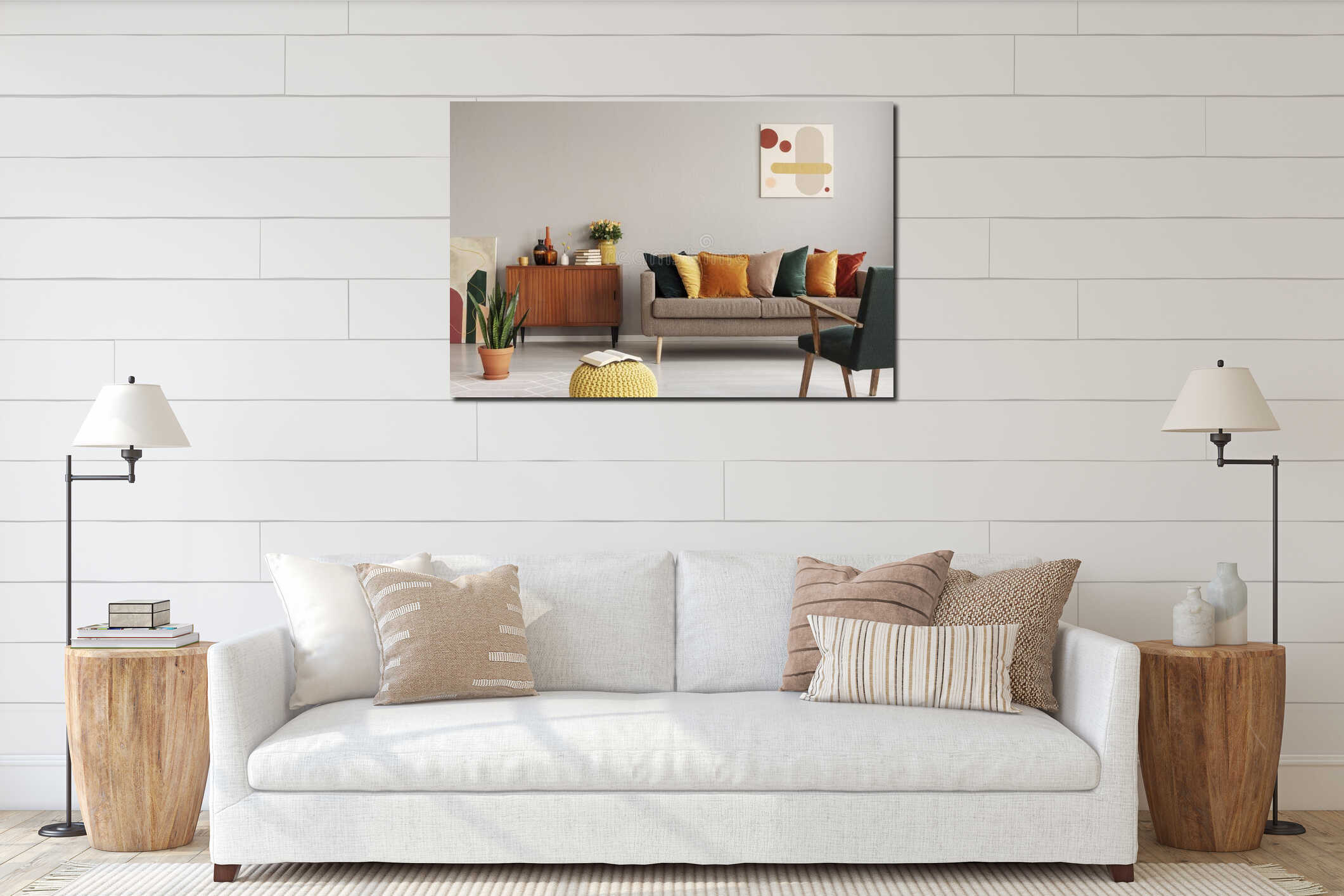 Canvas hanging interior mockup