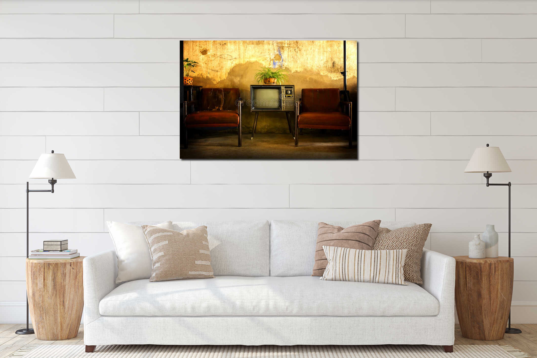 Canvas hanging interior mockup