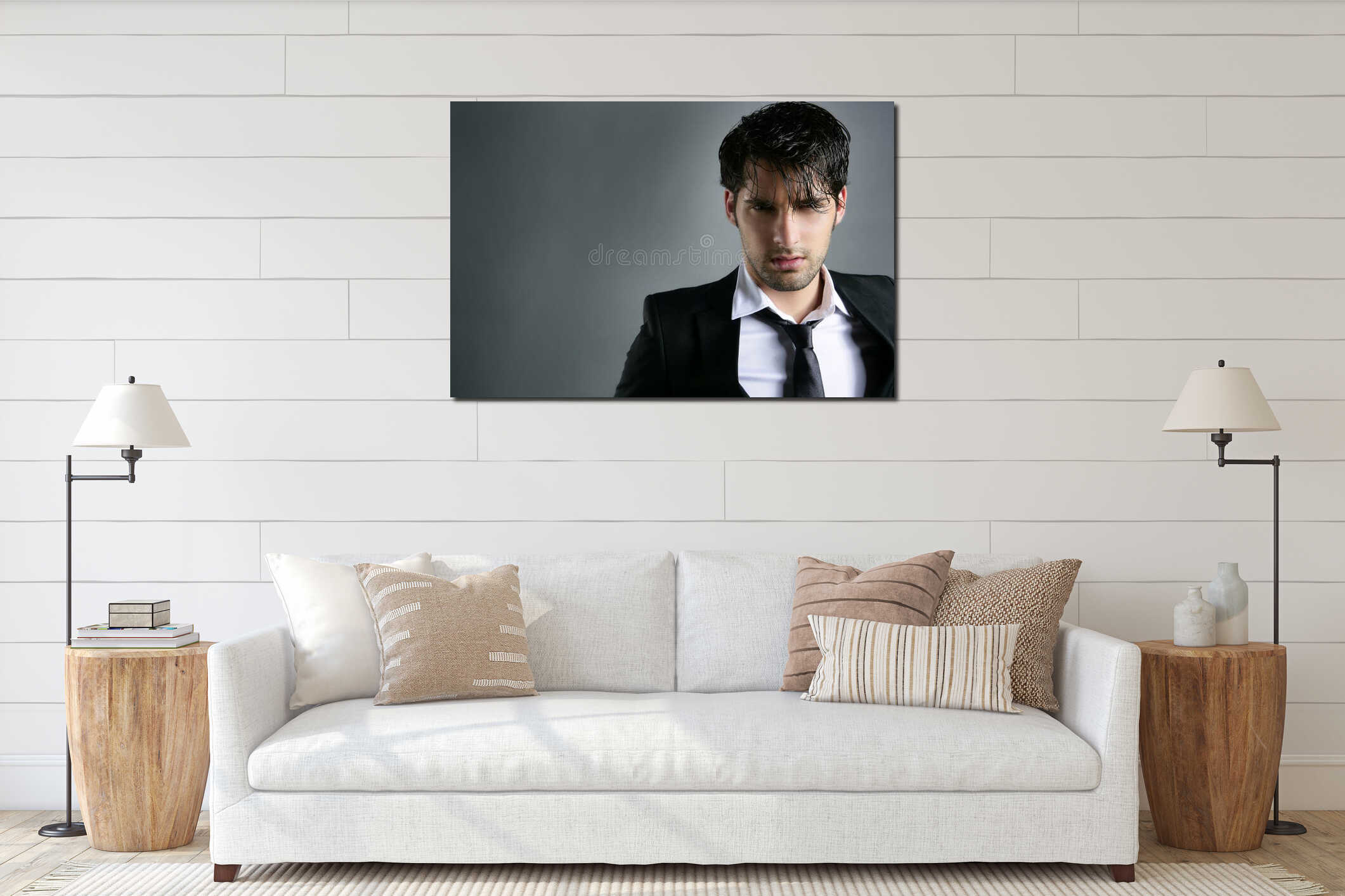 Canvas hanging interior mockup