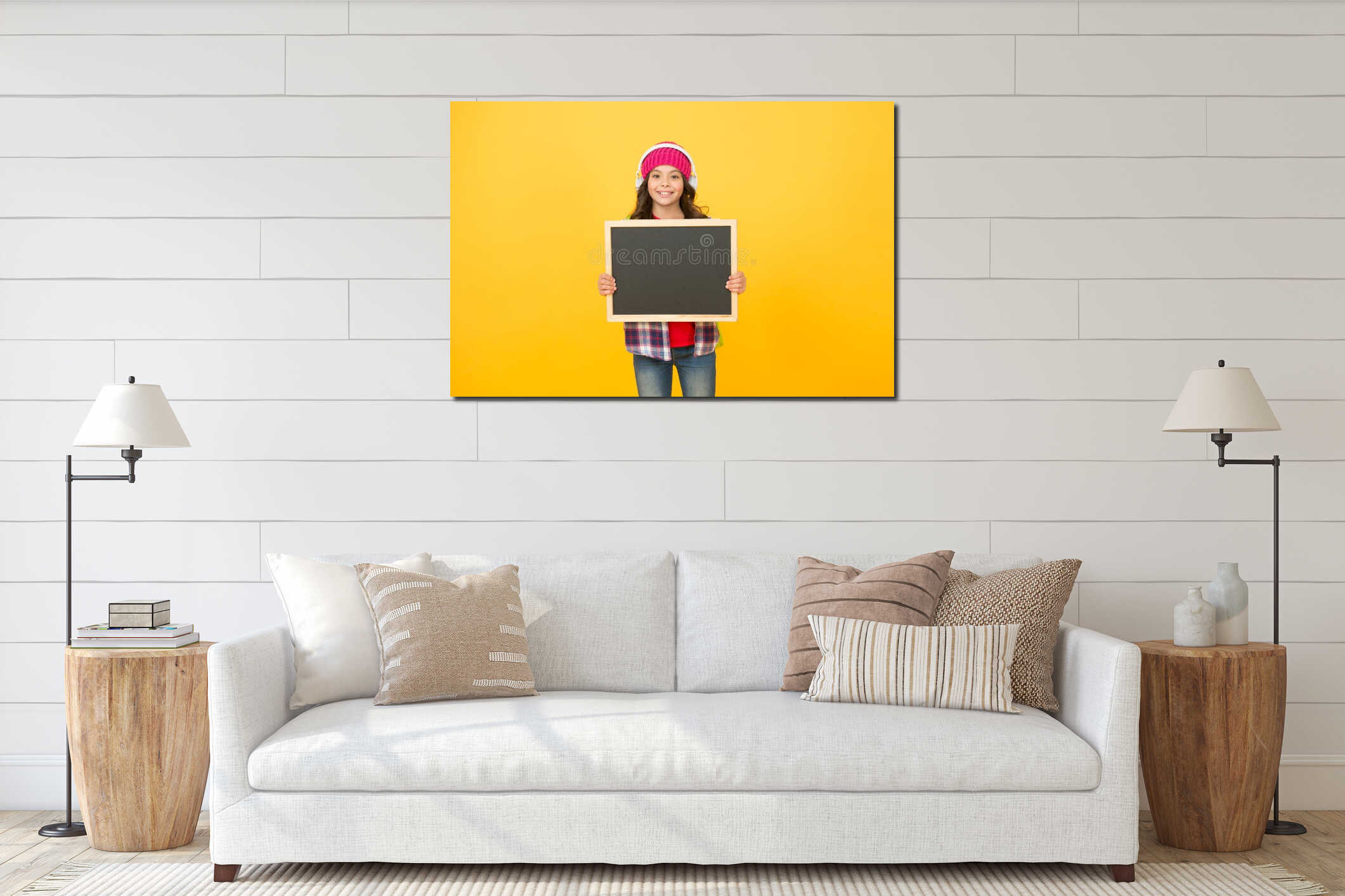 Canvas hanging interior mockup