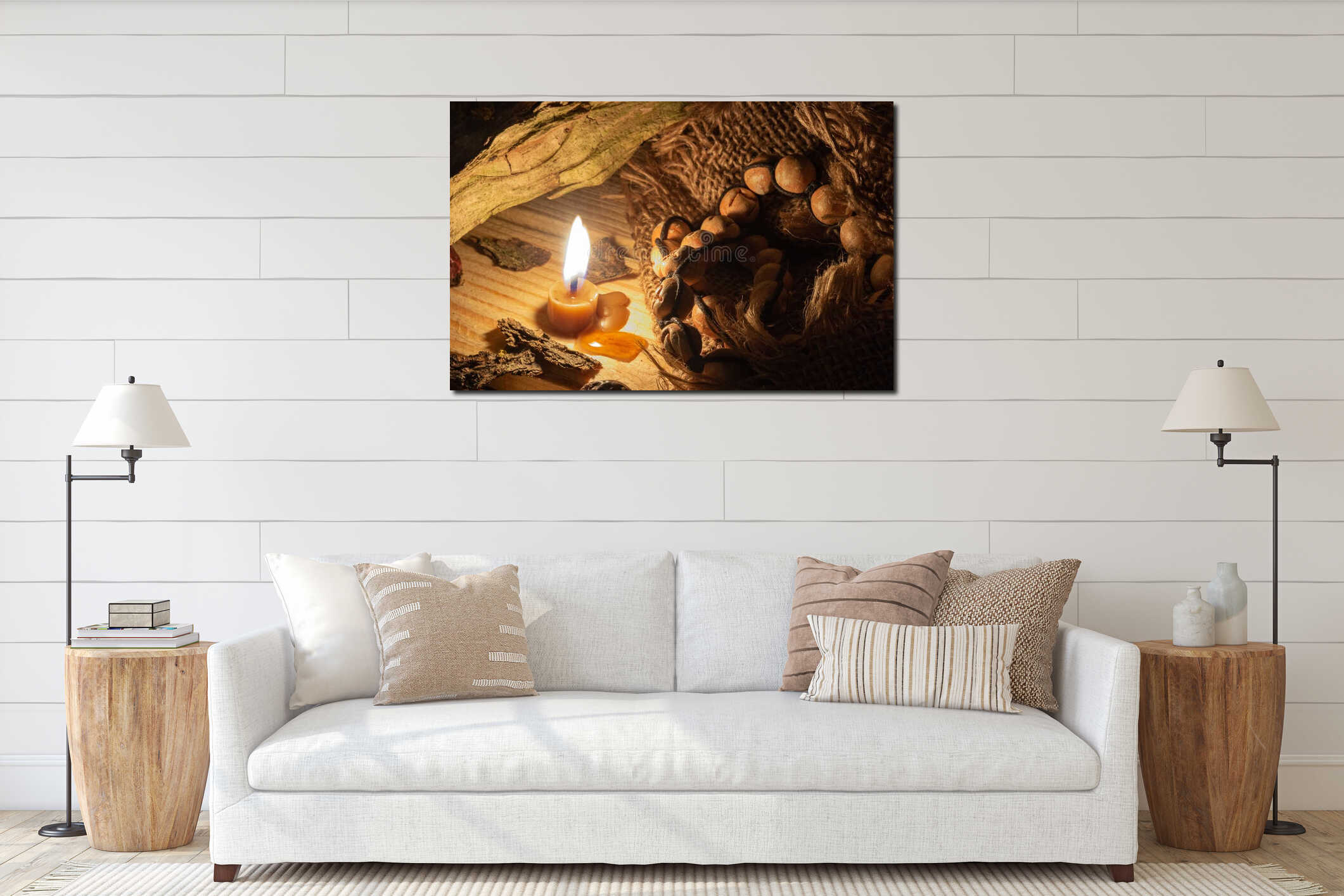 Canvas hanging interior mockup