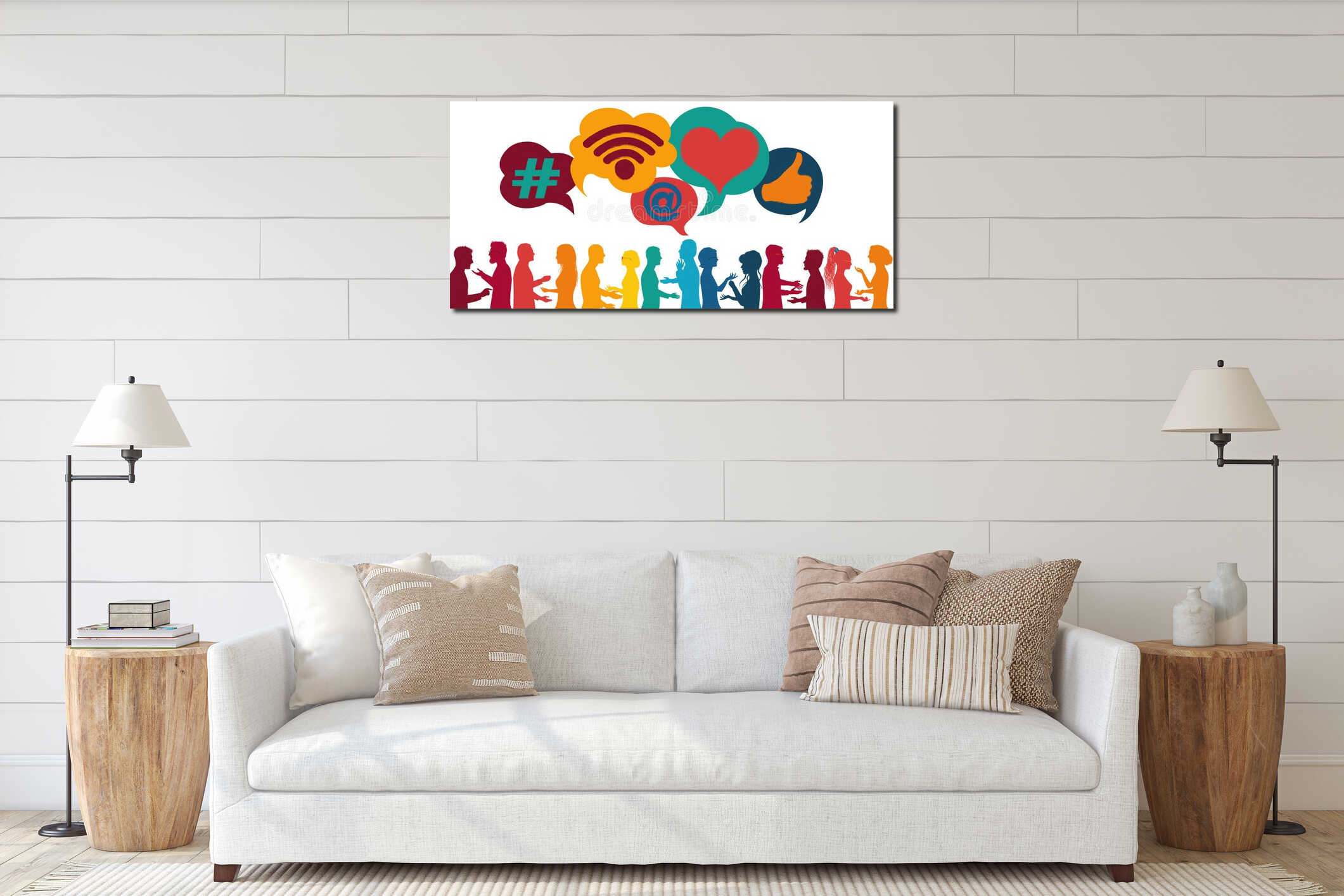 Canvas hanging interior mockup