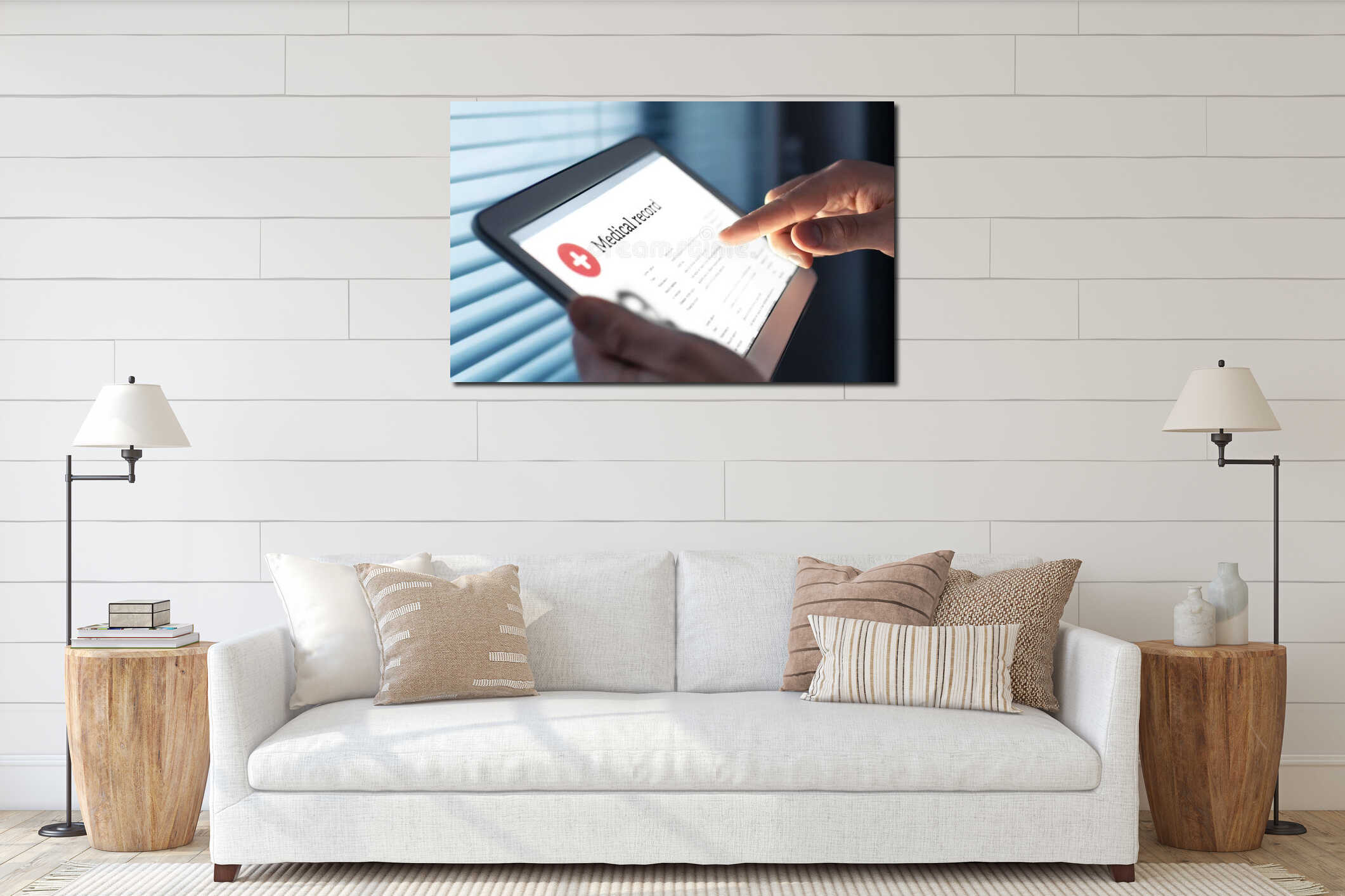 Canvas hanging interior mockup
