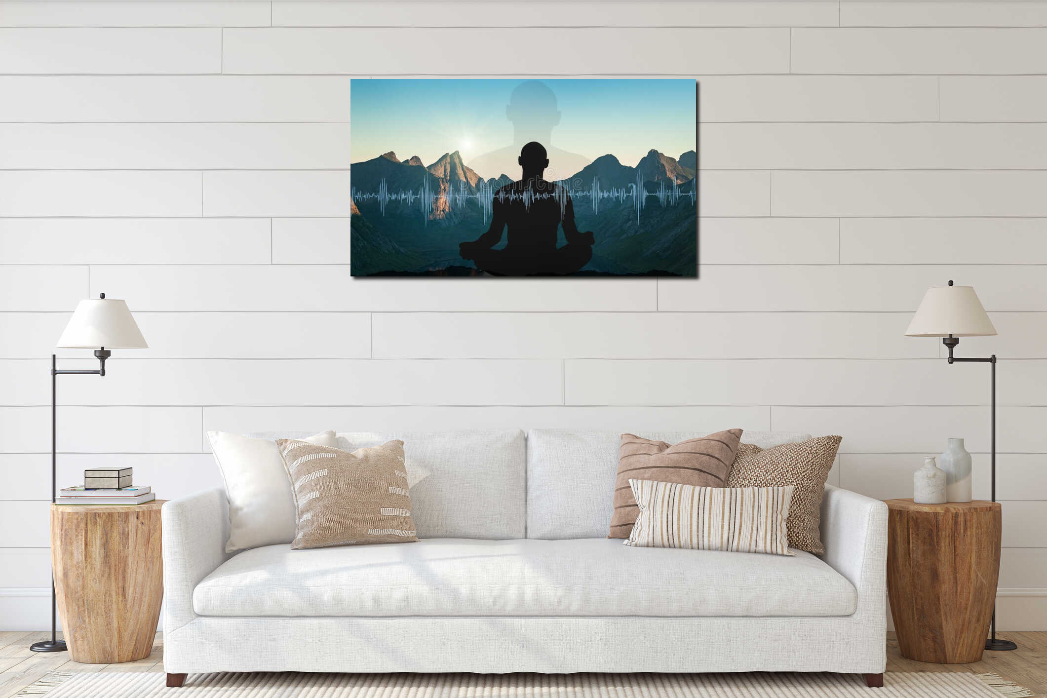Canvas hanging interior mockup