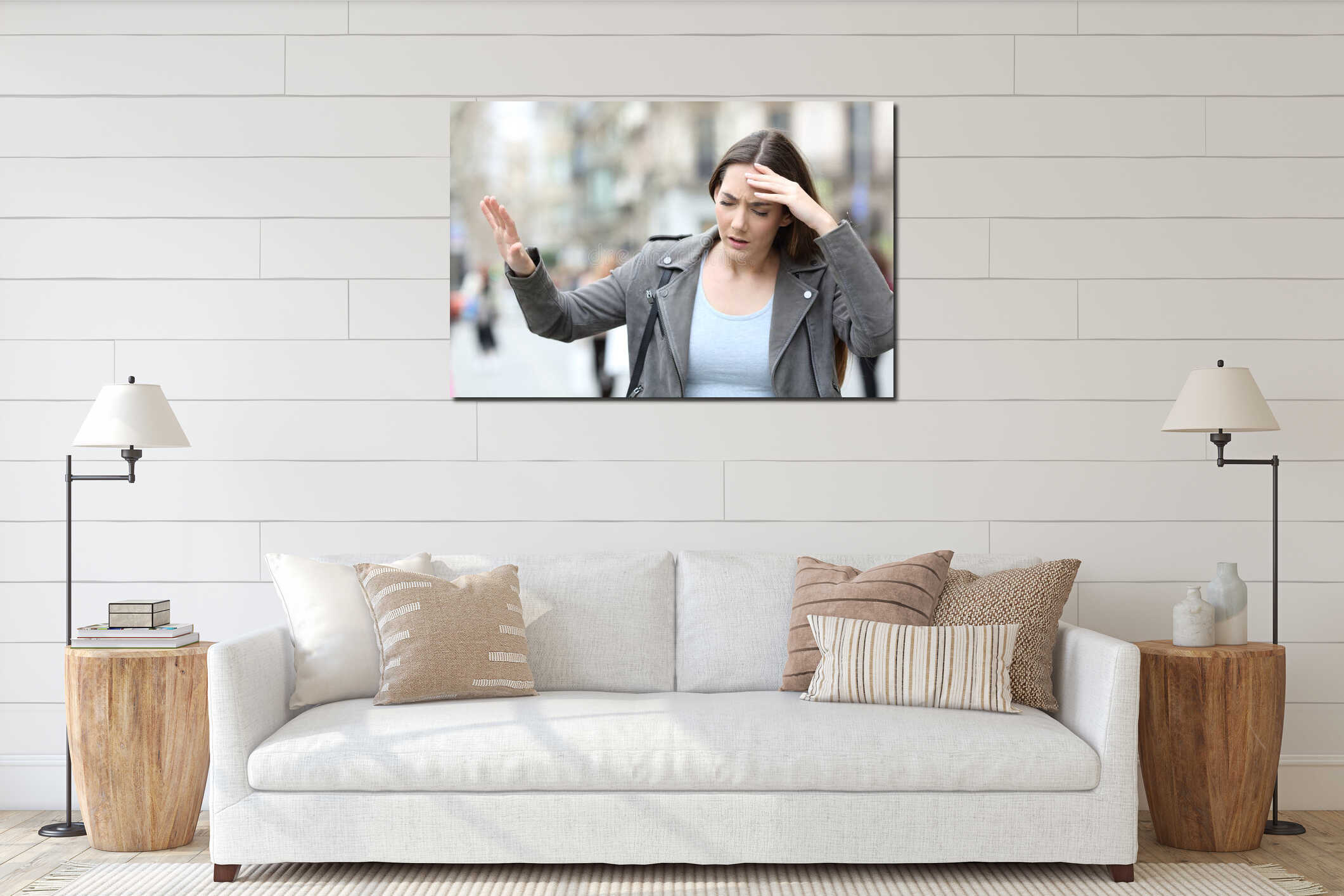 Canvas hanging interior mockup