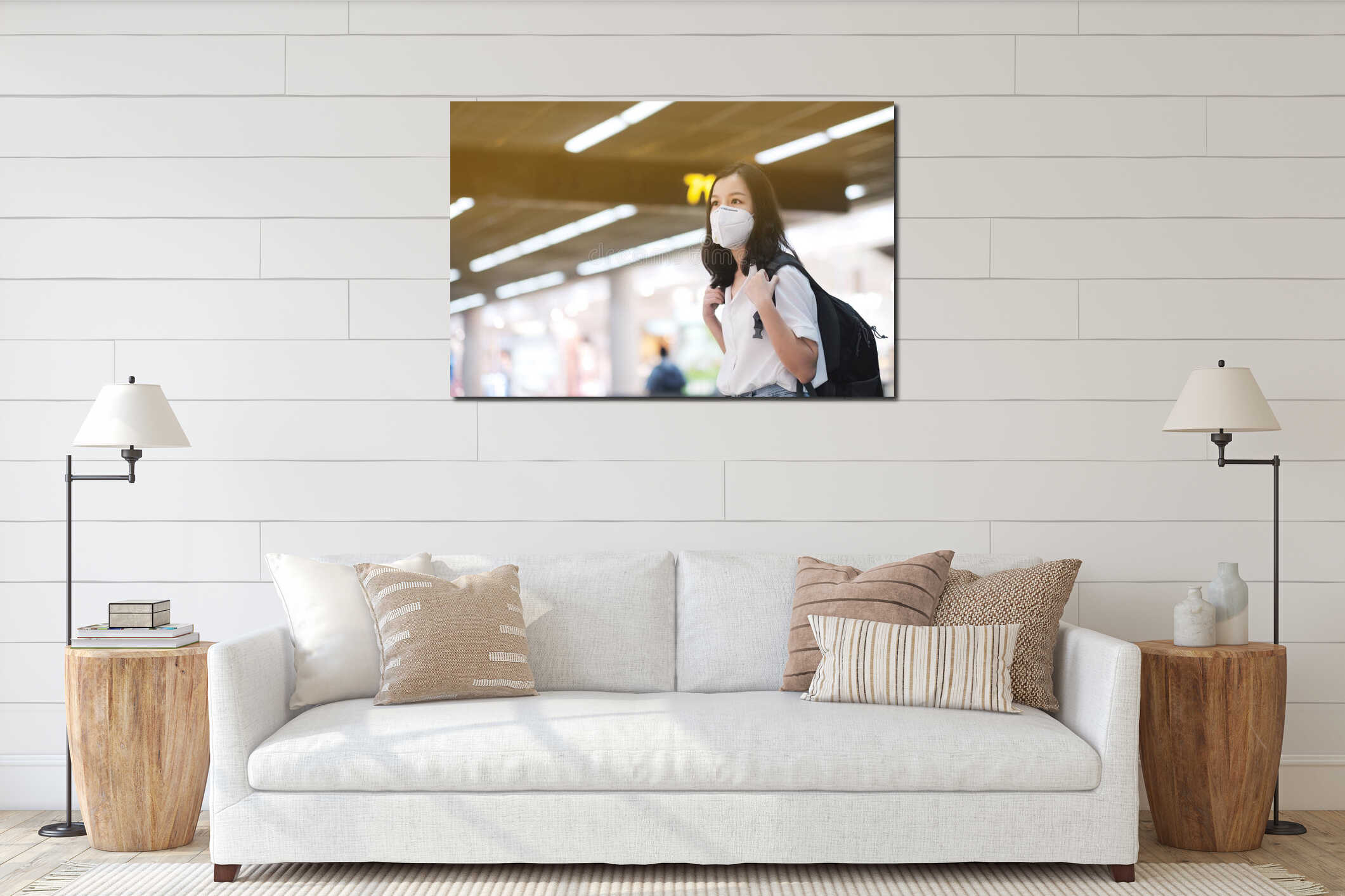 Canvas hanging interior mockup