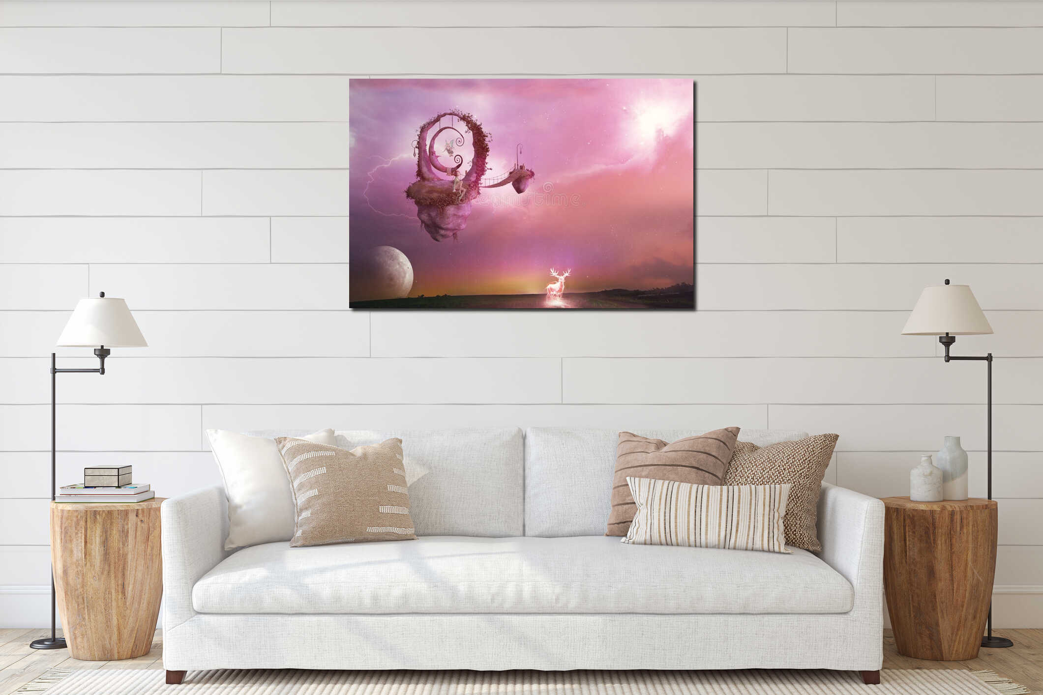 Canvas hanging interior mockup