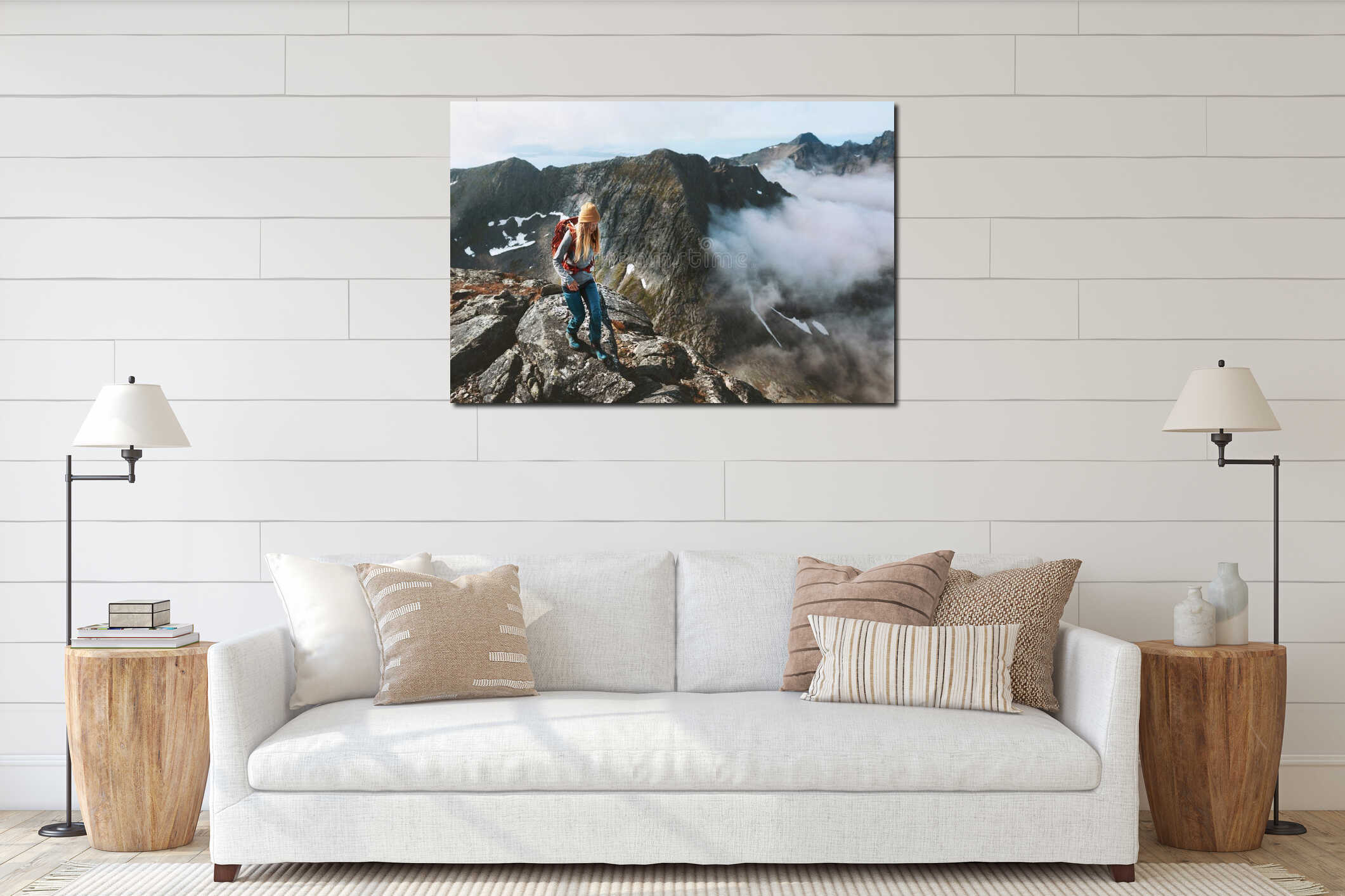 Canvas hanging interior mockup