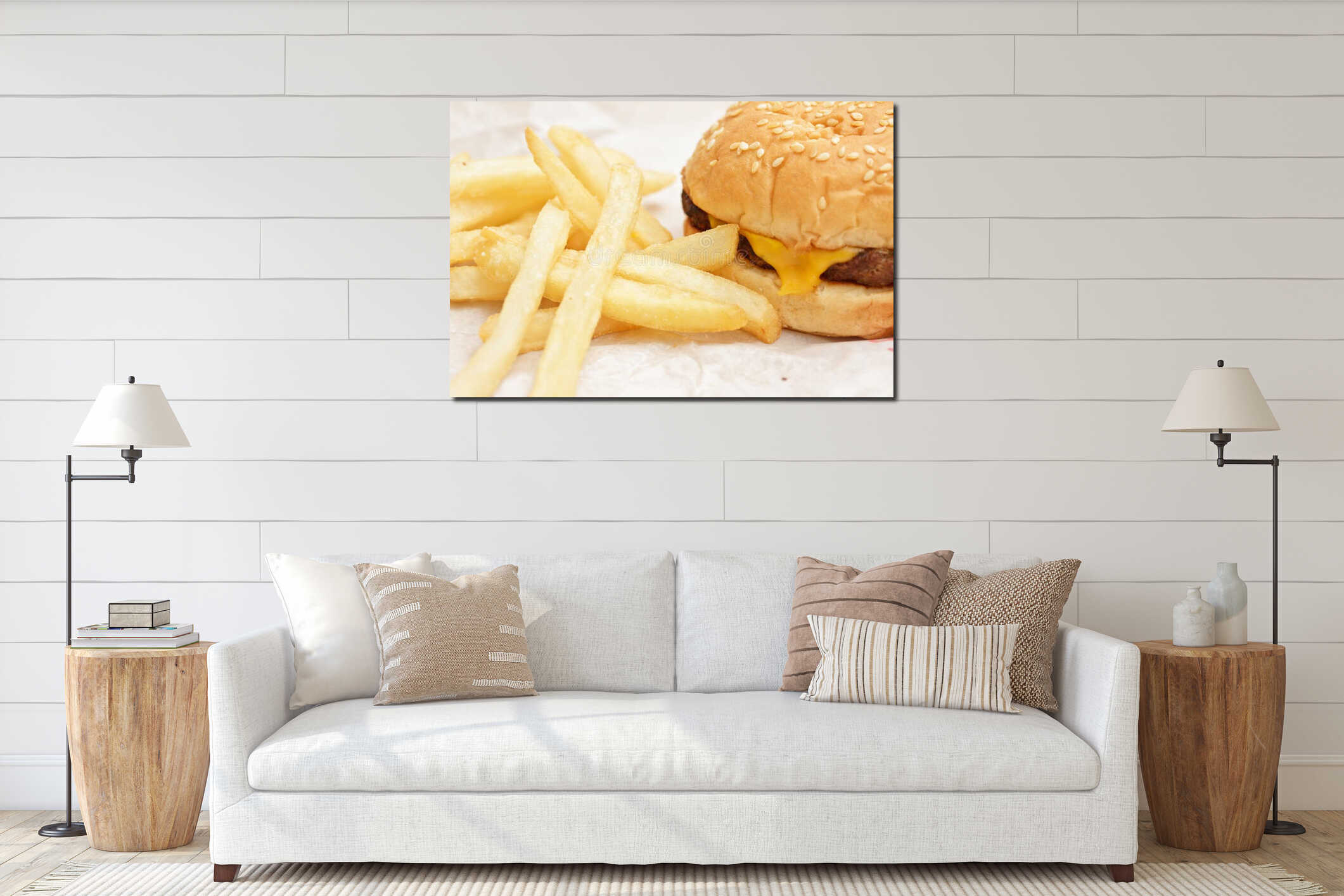 Canvas hanging interior mockup