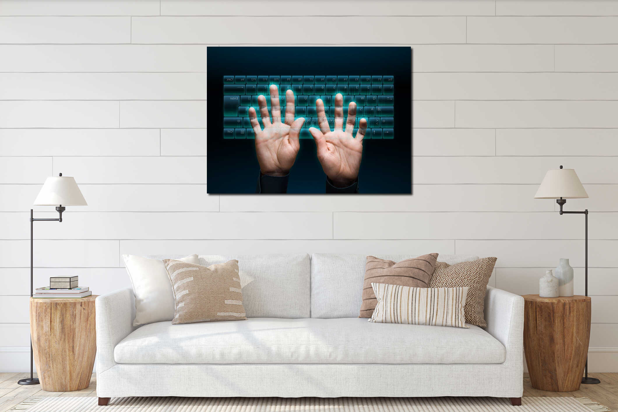 Canvas hanging interior mockup