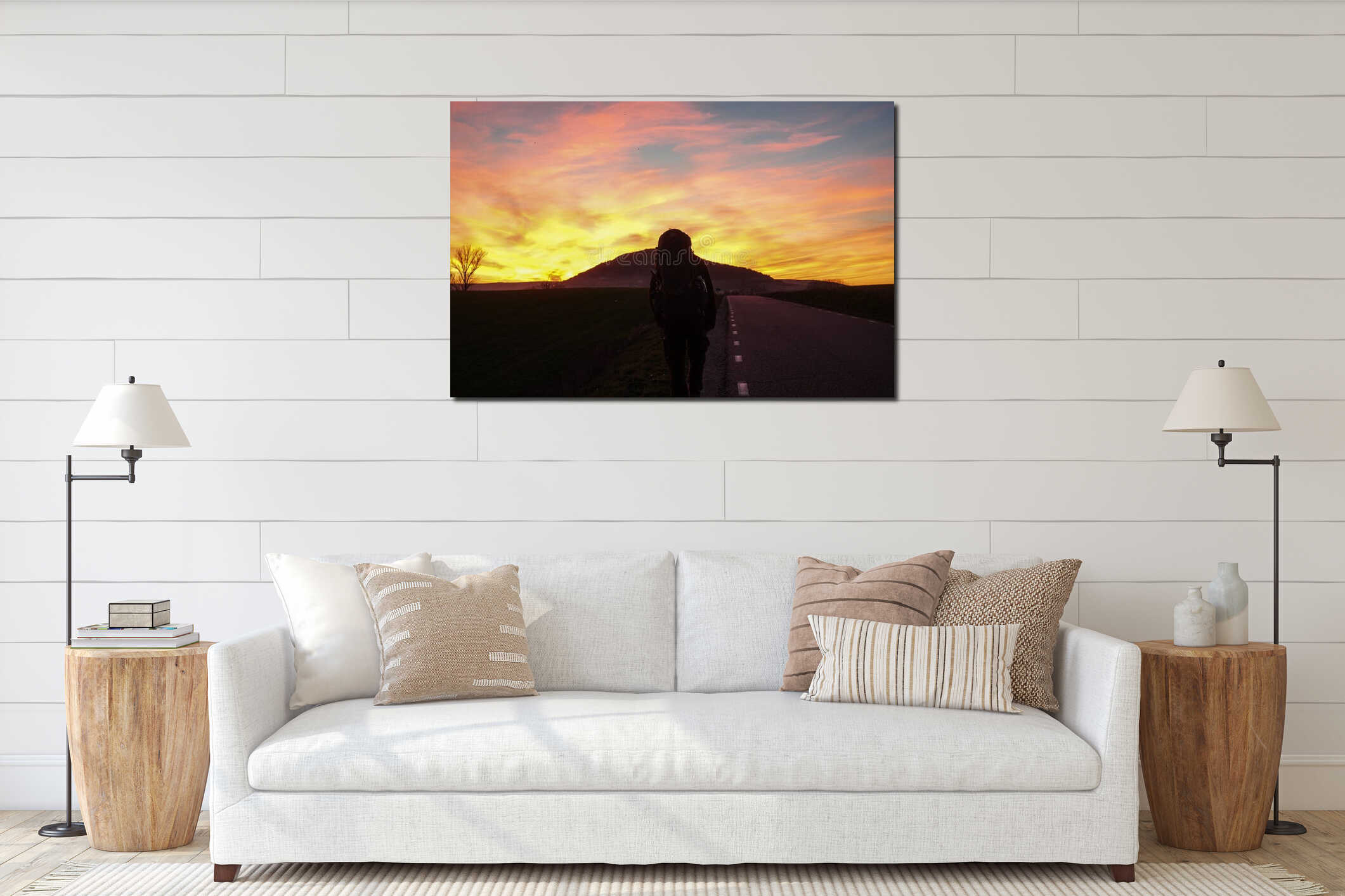 Canvas hanging interior mockup