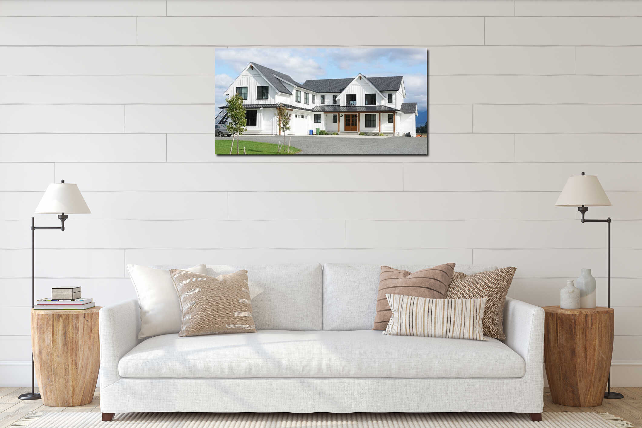 Canvas hanging interior mockup