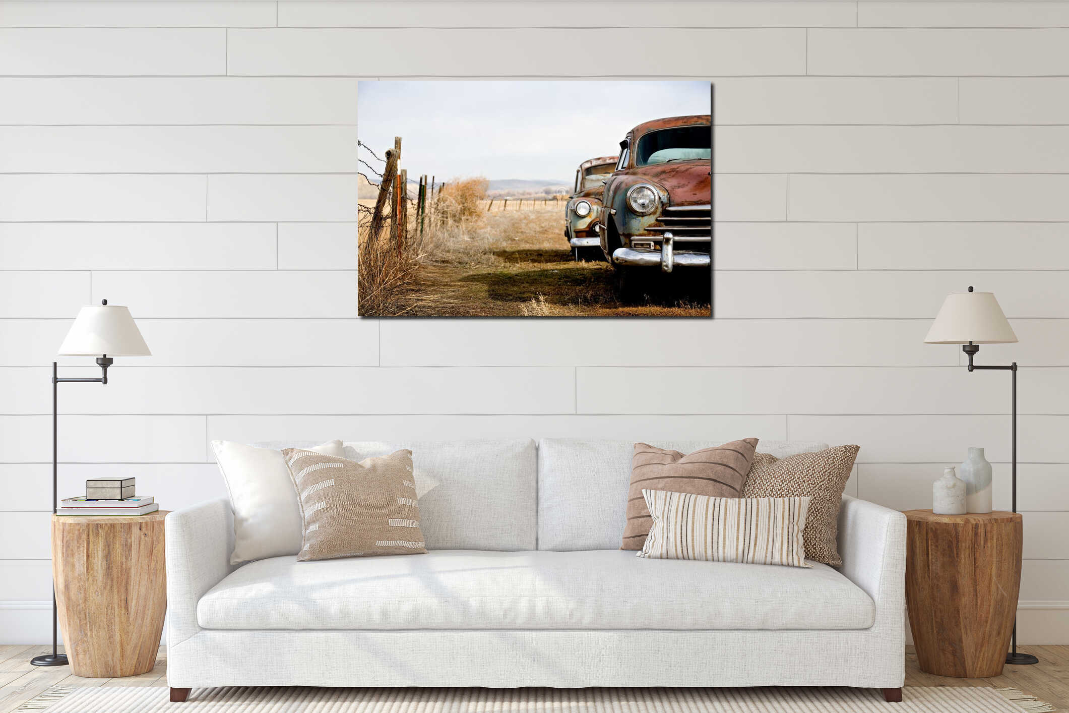 Canvas hanging interior mockup