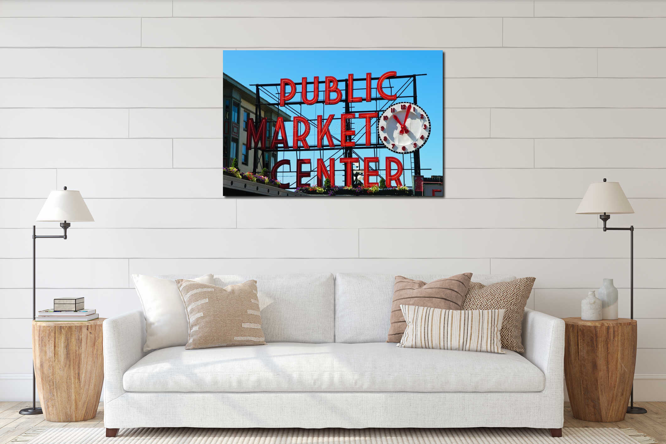 Canvas hanging interior mockup