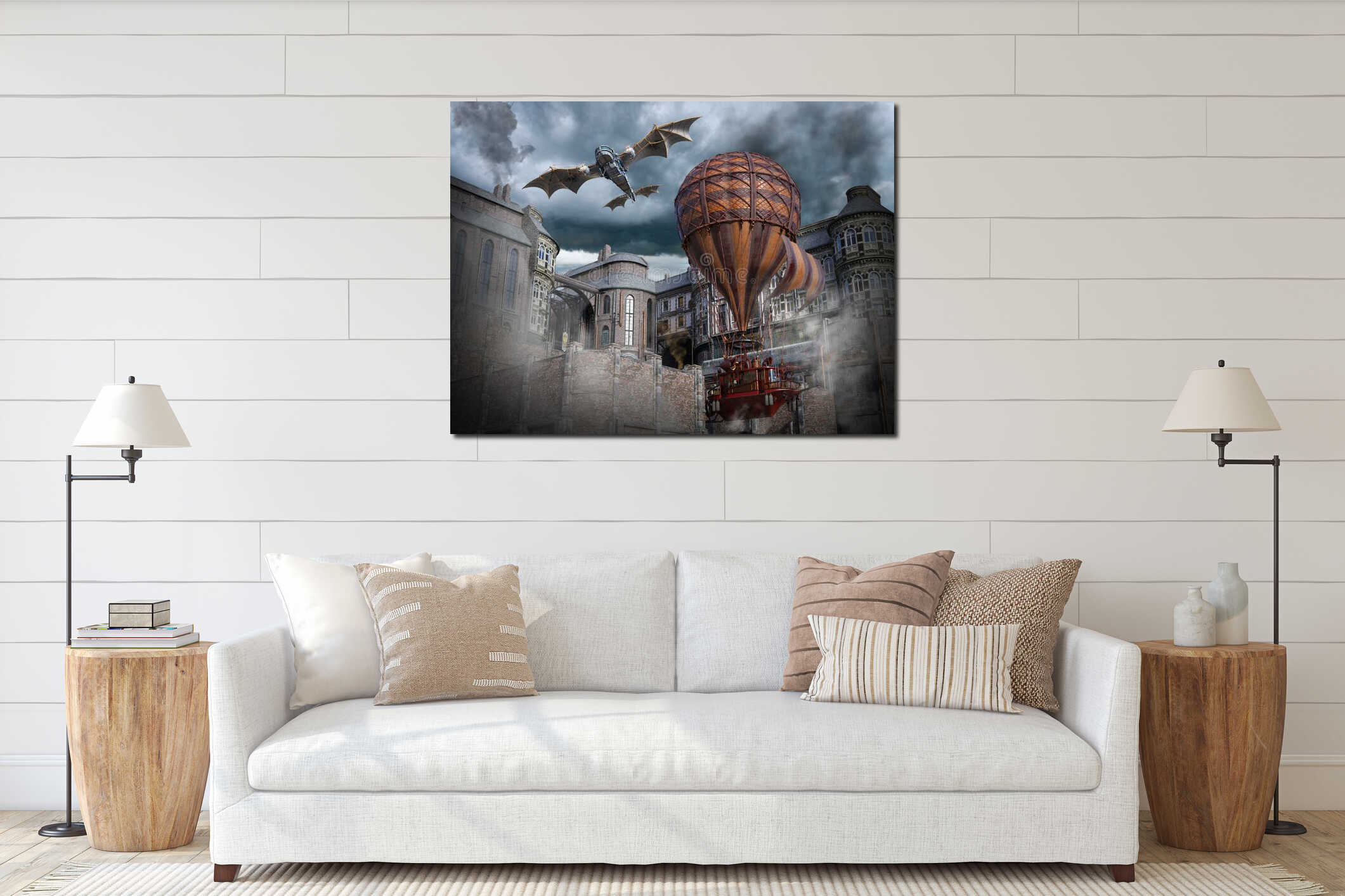 Canvas hanging interior mockup