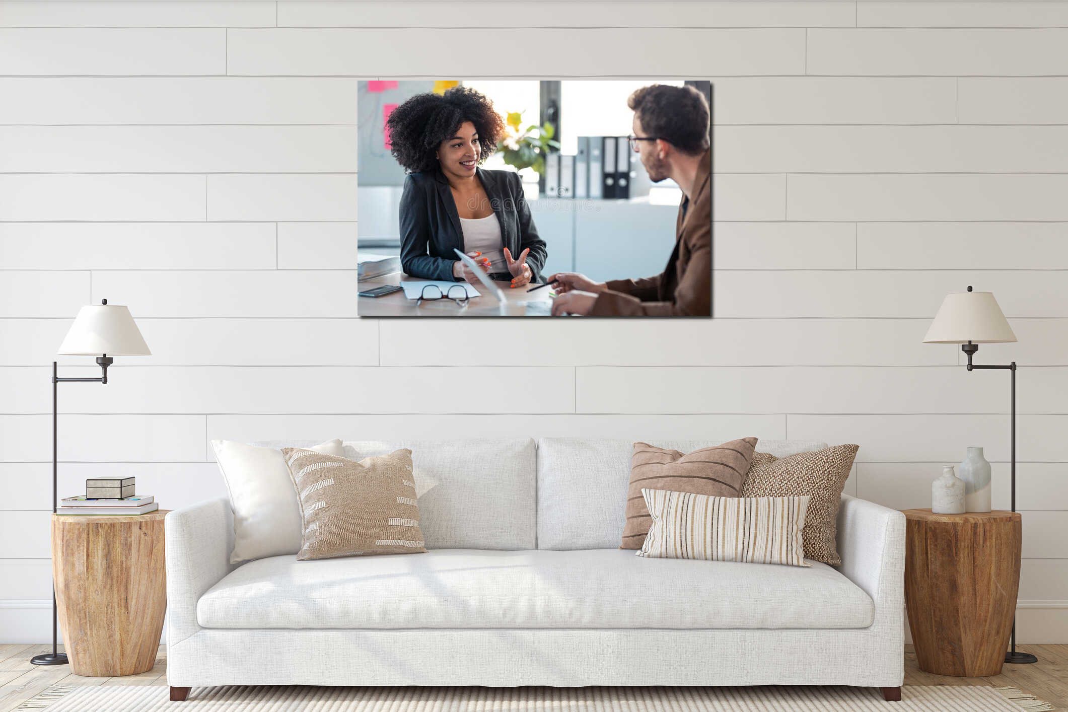 Canvas hanging interior mockup