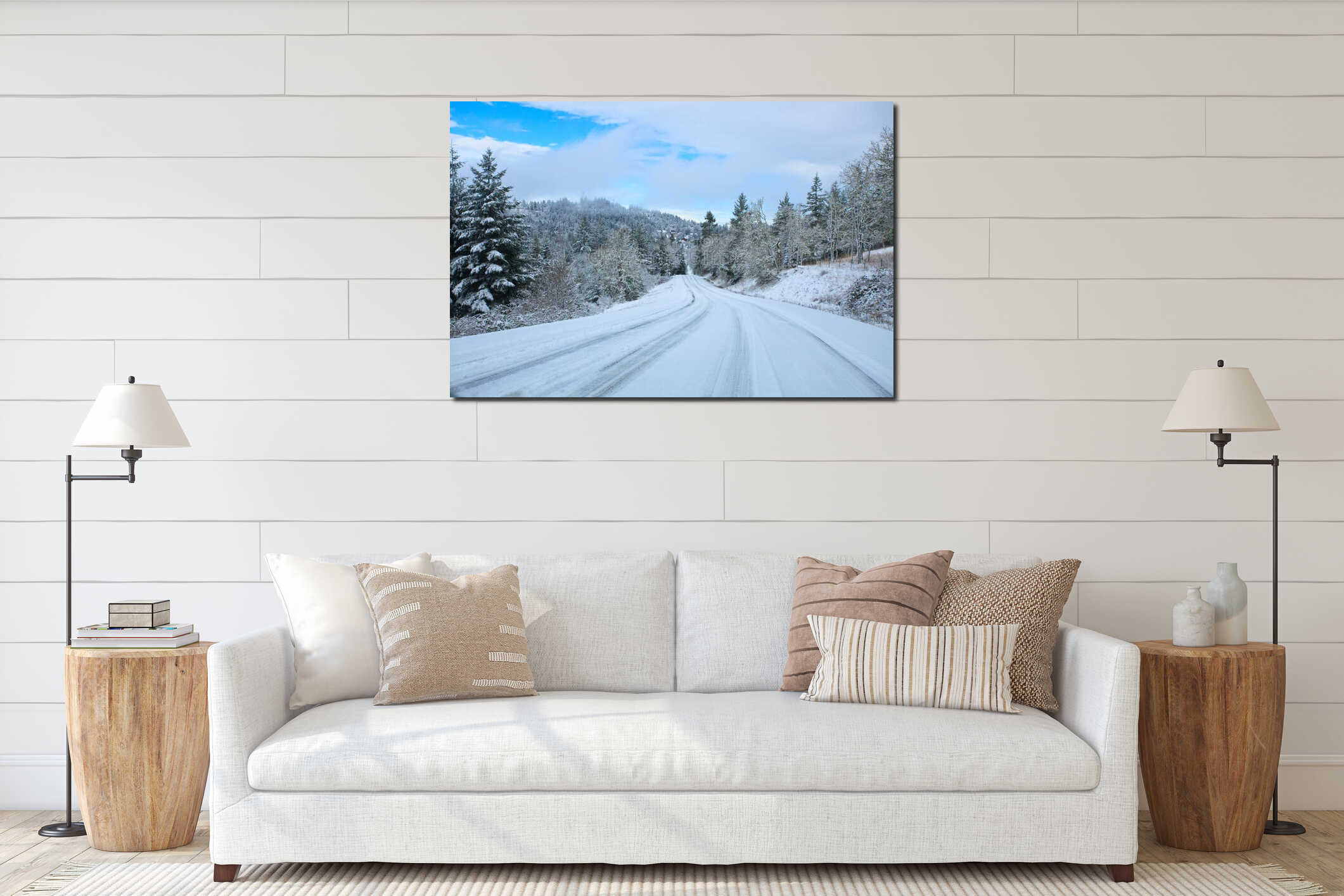 Canvas hanging interior mockup