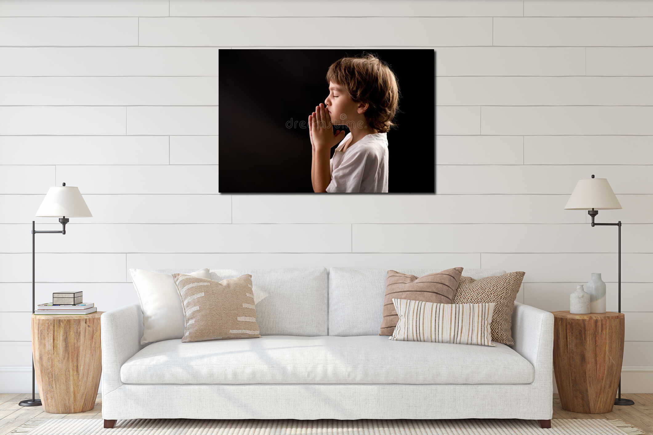 Canvas hanging interior mockup