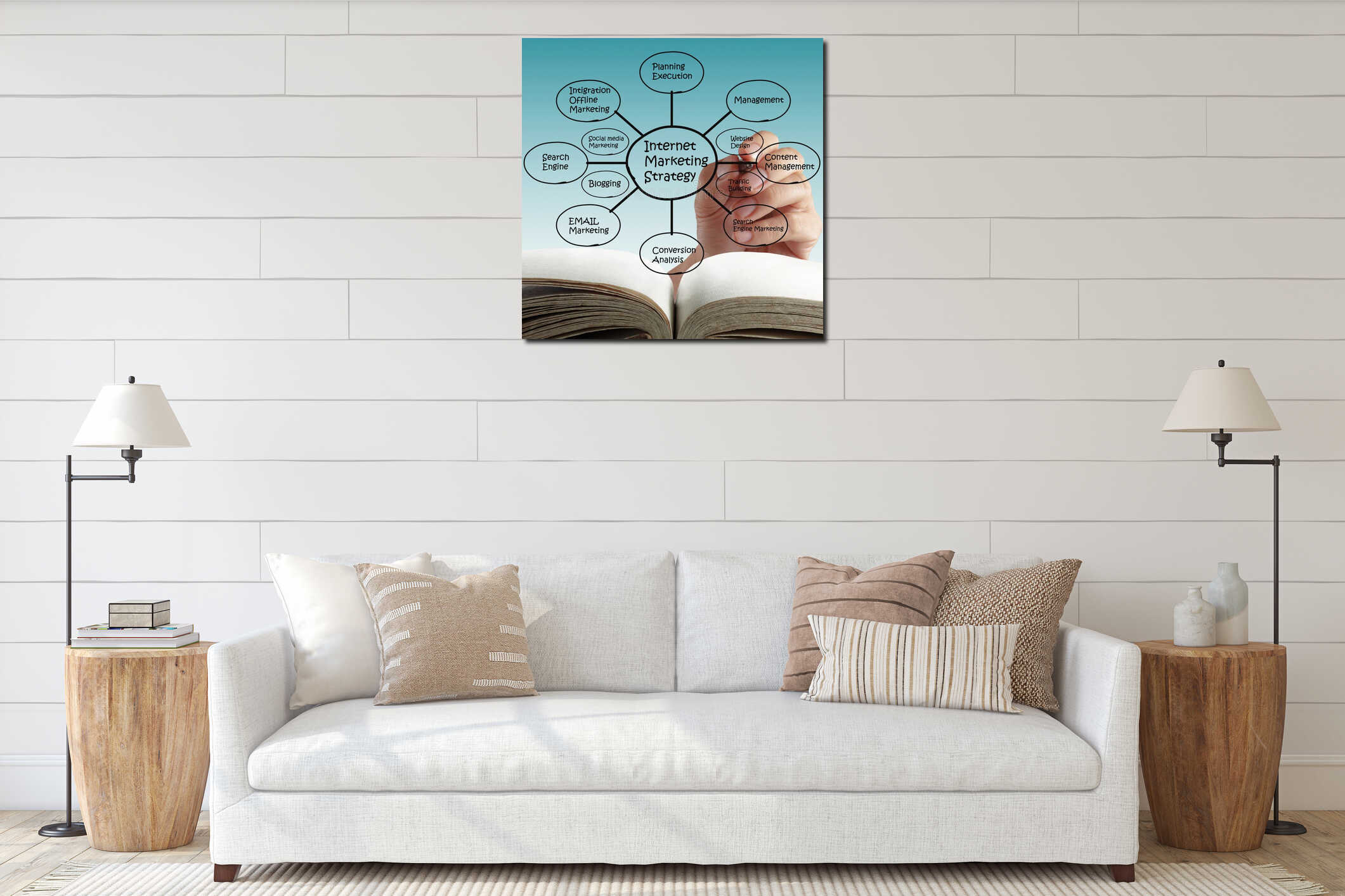 Canvas hanging interior mockup