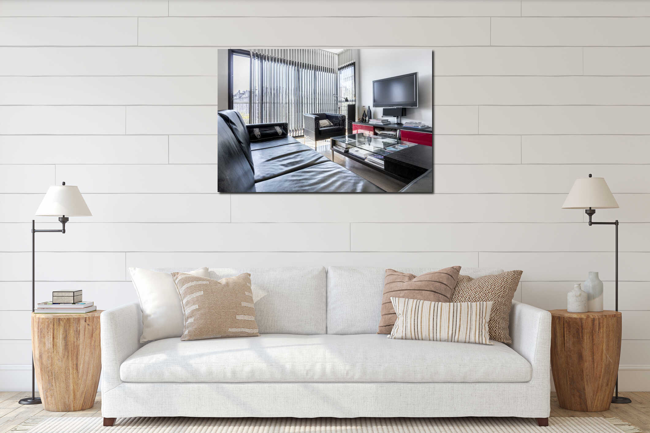 Canvas hanging interior mockup