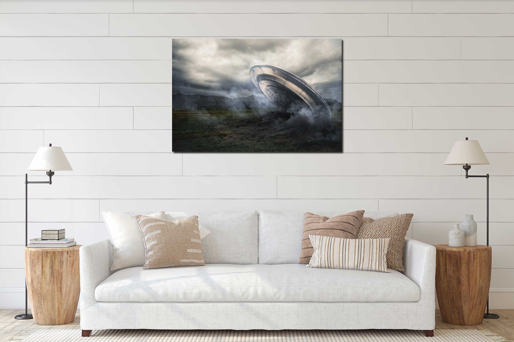 Canvas hanging interior mockup
