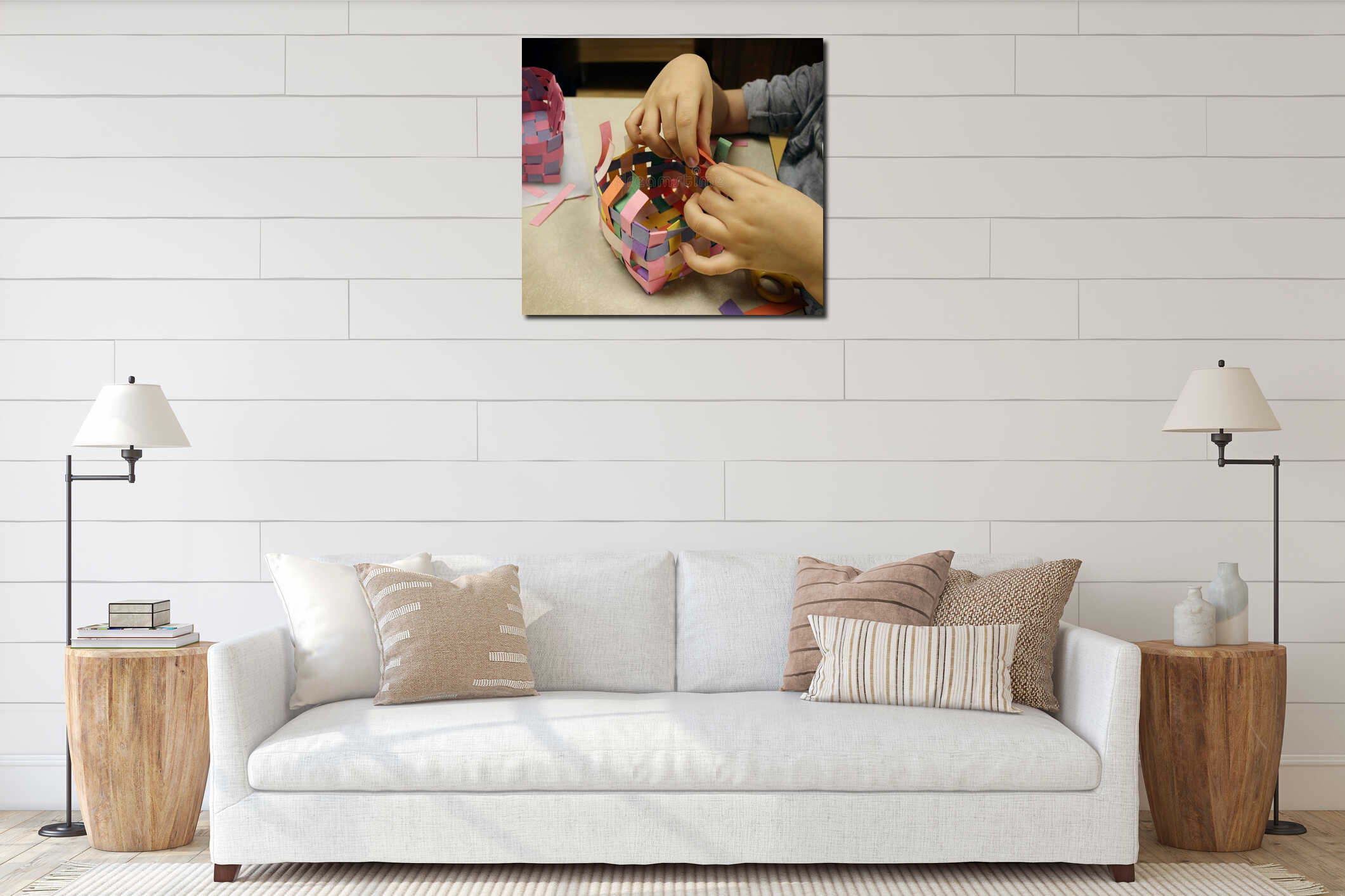 Canvas hanging interior mockup