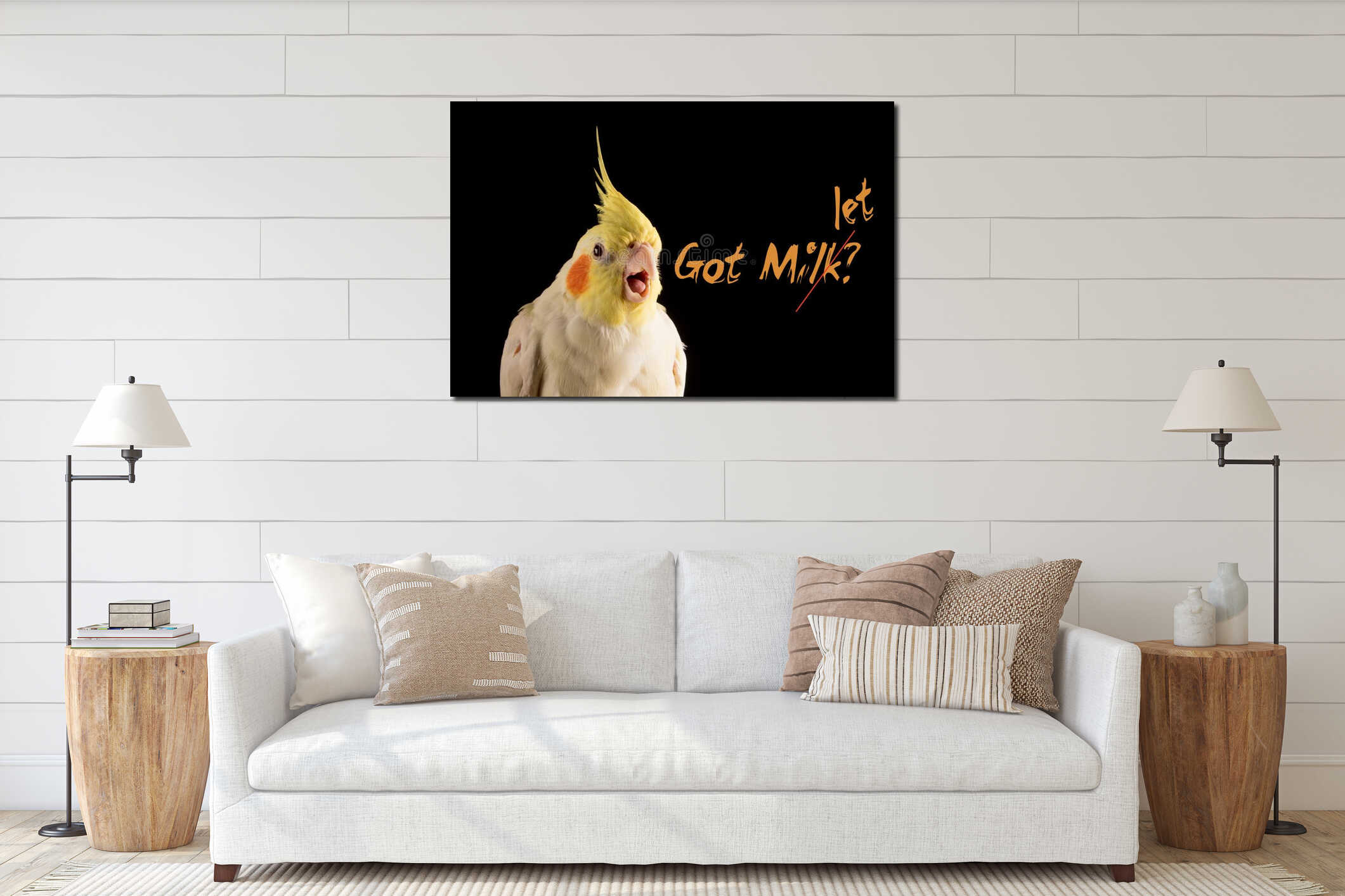 Canvas hanging interior mockup