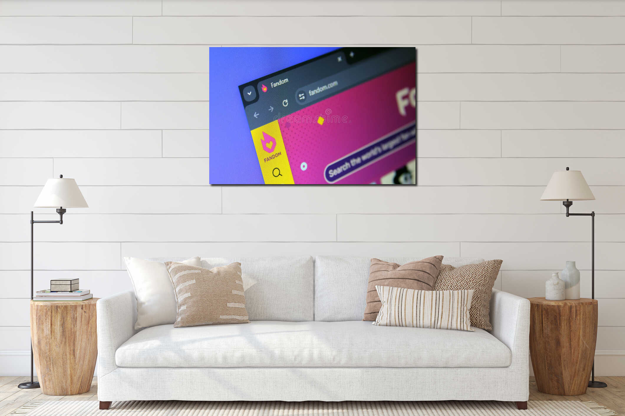 Canvas hanging interior mockup